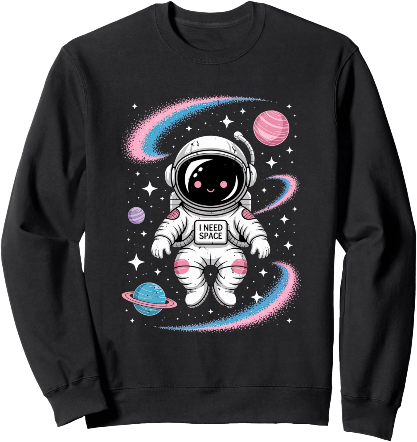 i need space cute astronaut floating with stars and planet Sweatshirt