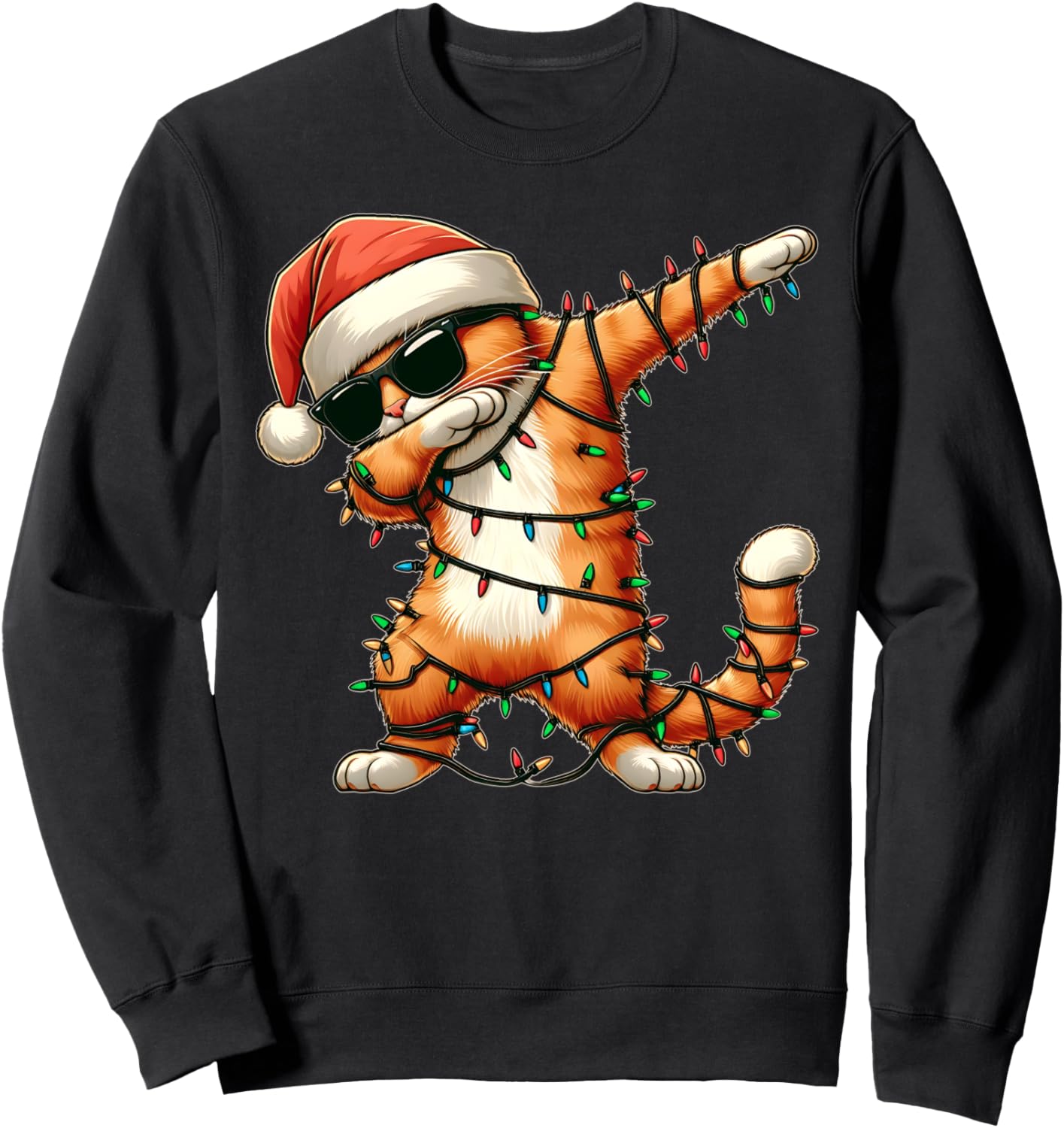 Dabbing Orange Cat Tabby Cat Sunglasses Cute Christmas Xmas Sweatshirt