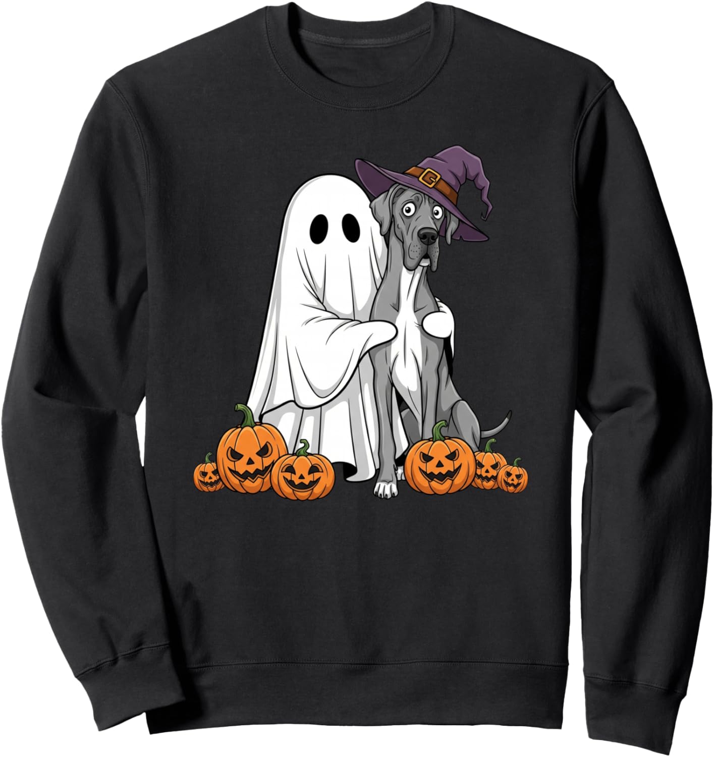 Funny Ghost Great Dane Pumpkin Halloween Kids Mens Womens Sweatshirt