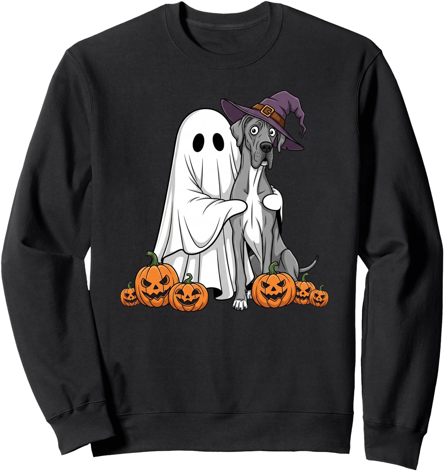 Funny Ghost Great Dane Pumpkin Halloween Mens Womens Sweatshirt
