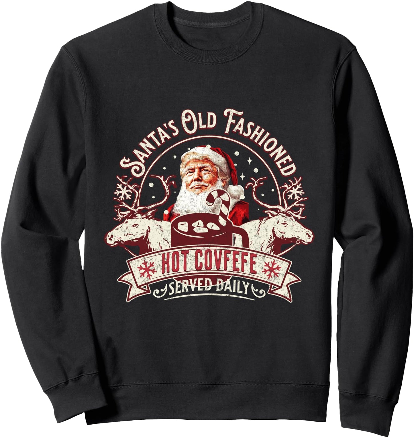 Covfefe Coffee Christmas Trump Santa Hot Covfefe Christmas Sweatshirt