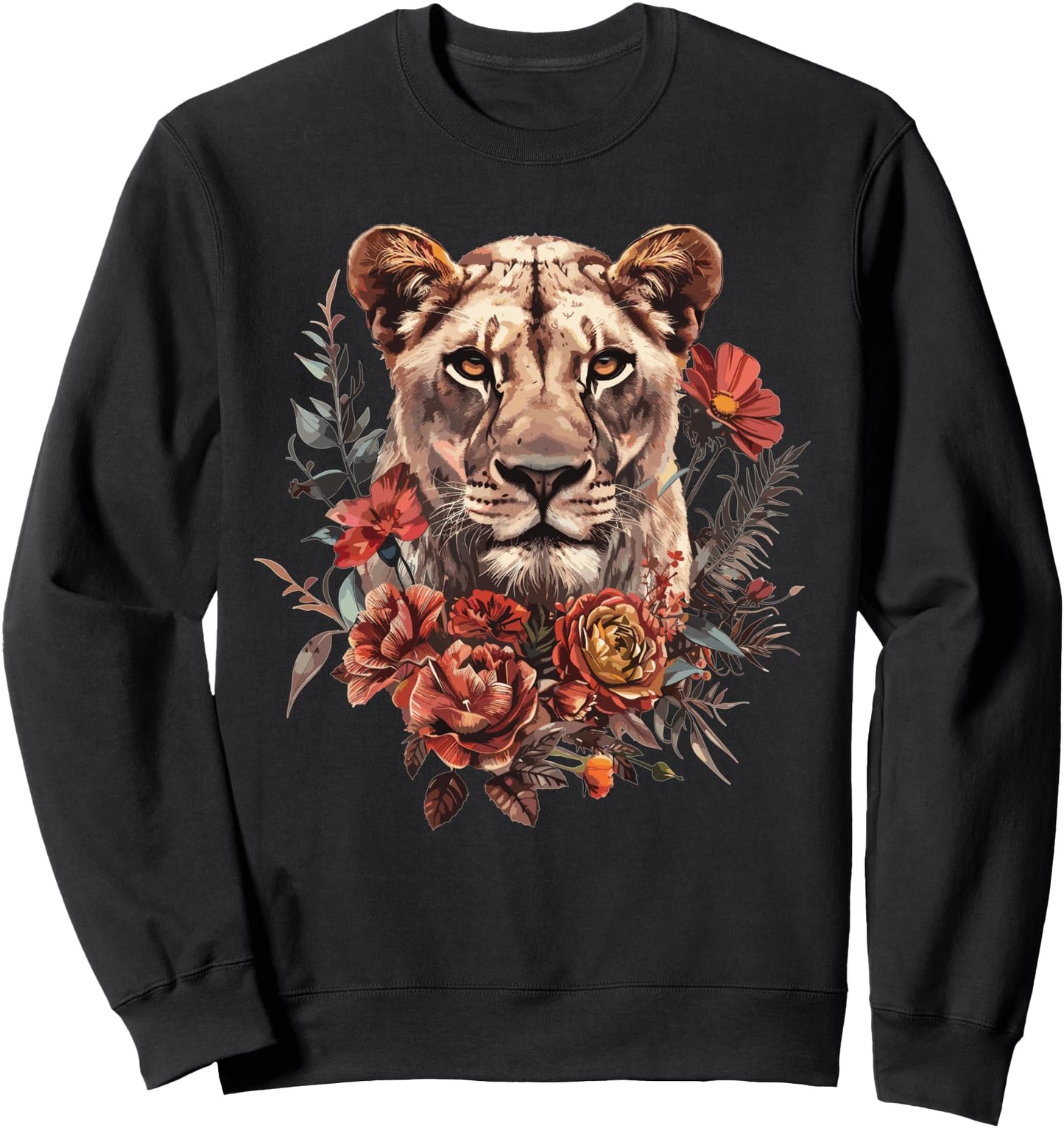 Aesthetic Lioness with Flowers I Lioness Sweatshirt