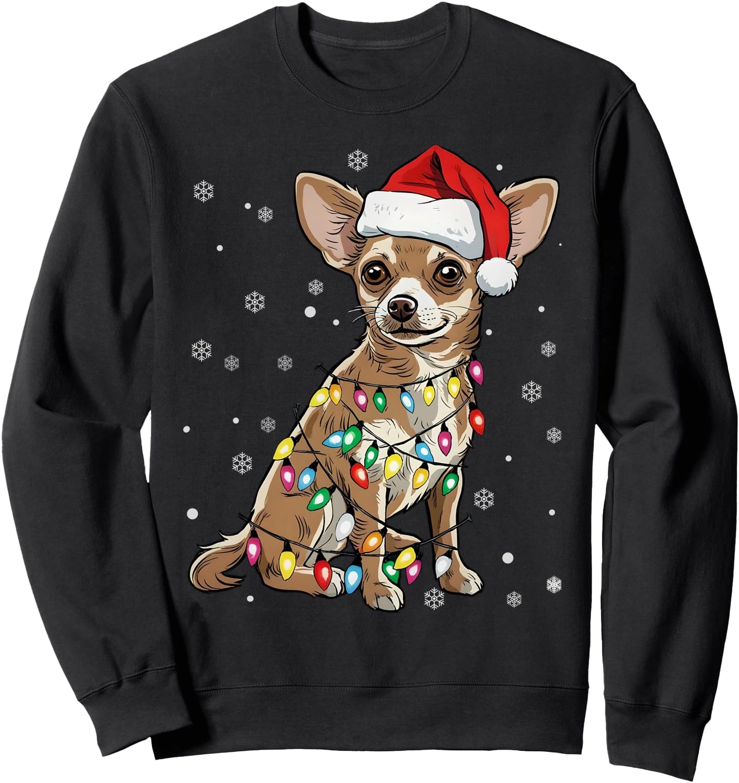 Chihuahua Christmas Santa Hat Christmas Light Chihuahua Cute Sweatshirt