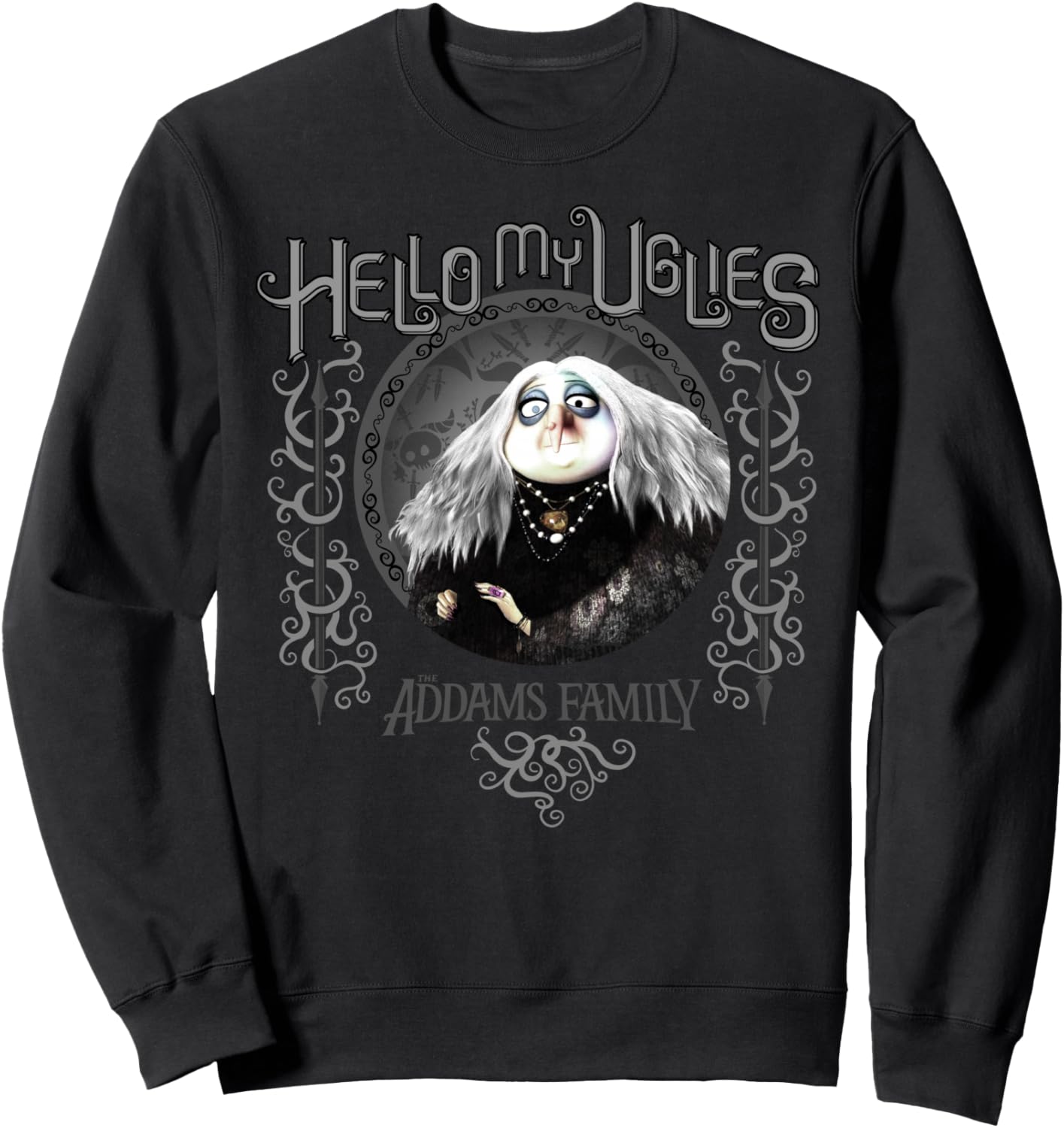 Addams Family Grandmama Hello My Uglies Portrait Sweatshirt