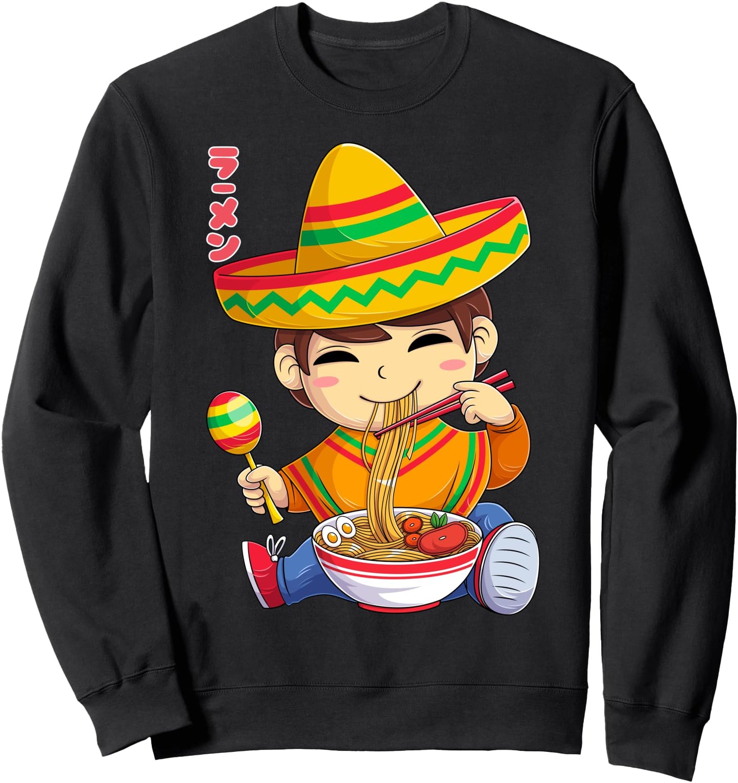 Kawaii Mexican Boy Ramen Noodles Japanese Anime Noodle Soup Sweatshirt
