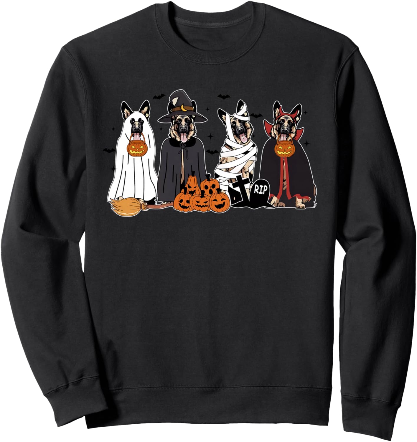 Funny German Shepherd Dogs Dressed As Ghost Spooky Halloween Sweatshirt
