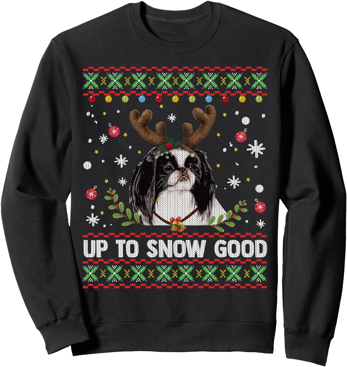 Japanese Chin Dog Reindeer Ugly Christmas Sweater Sweatshirt