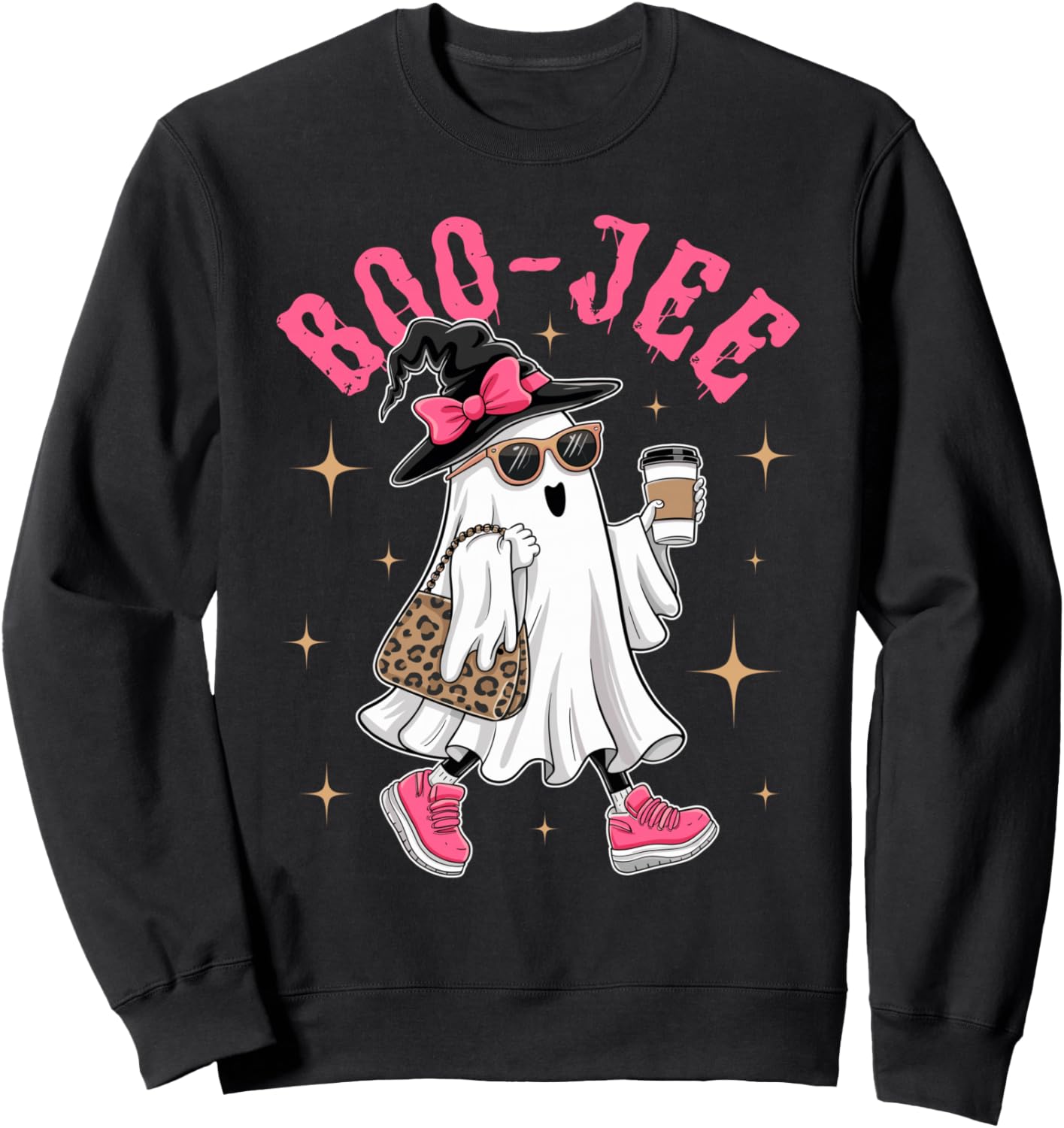 Boo-Jee Boujee Ghost Pumpkin Leopard Happy Halloween Day Sweatshirt
