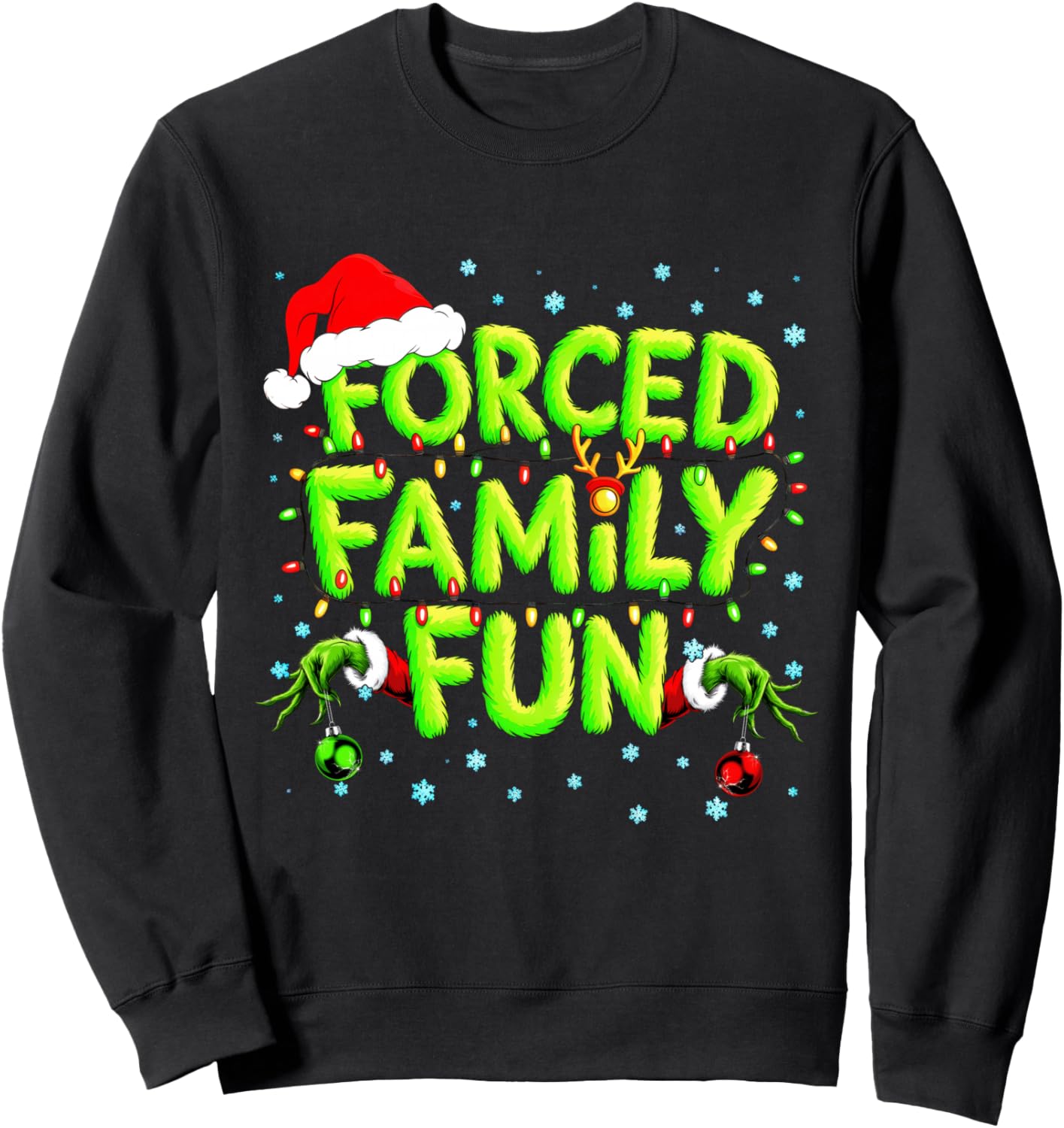Funny Forced Family Fun Christmas Holiday Shirt Men Kids Boy Sweatshirt