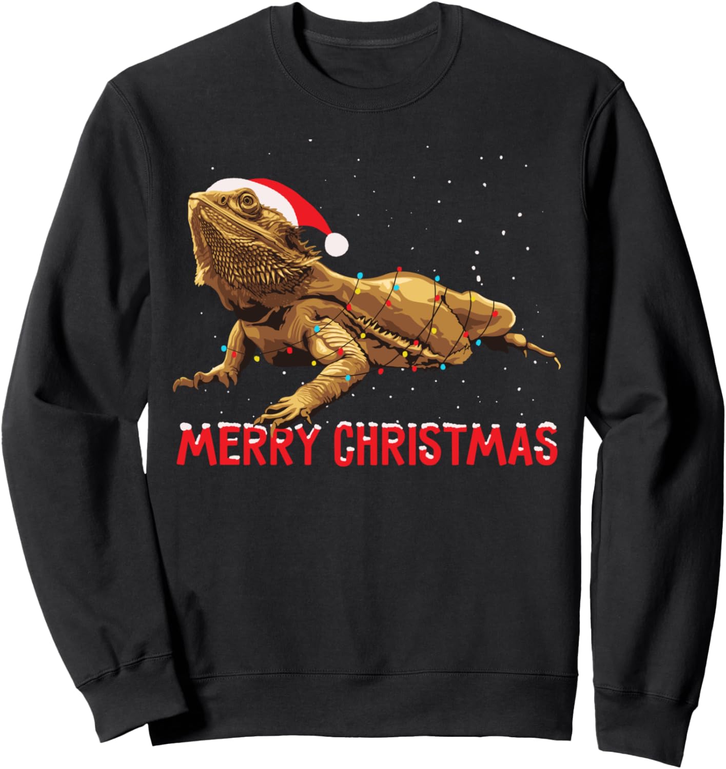 Cute Bearded Dragon Christmas Tree Lights Sweatshirt