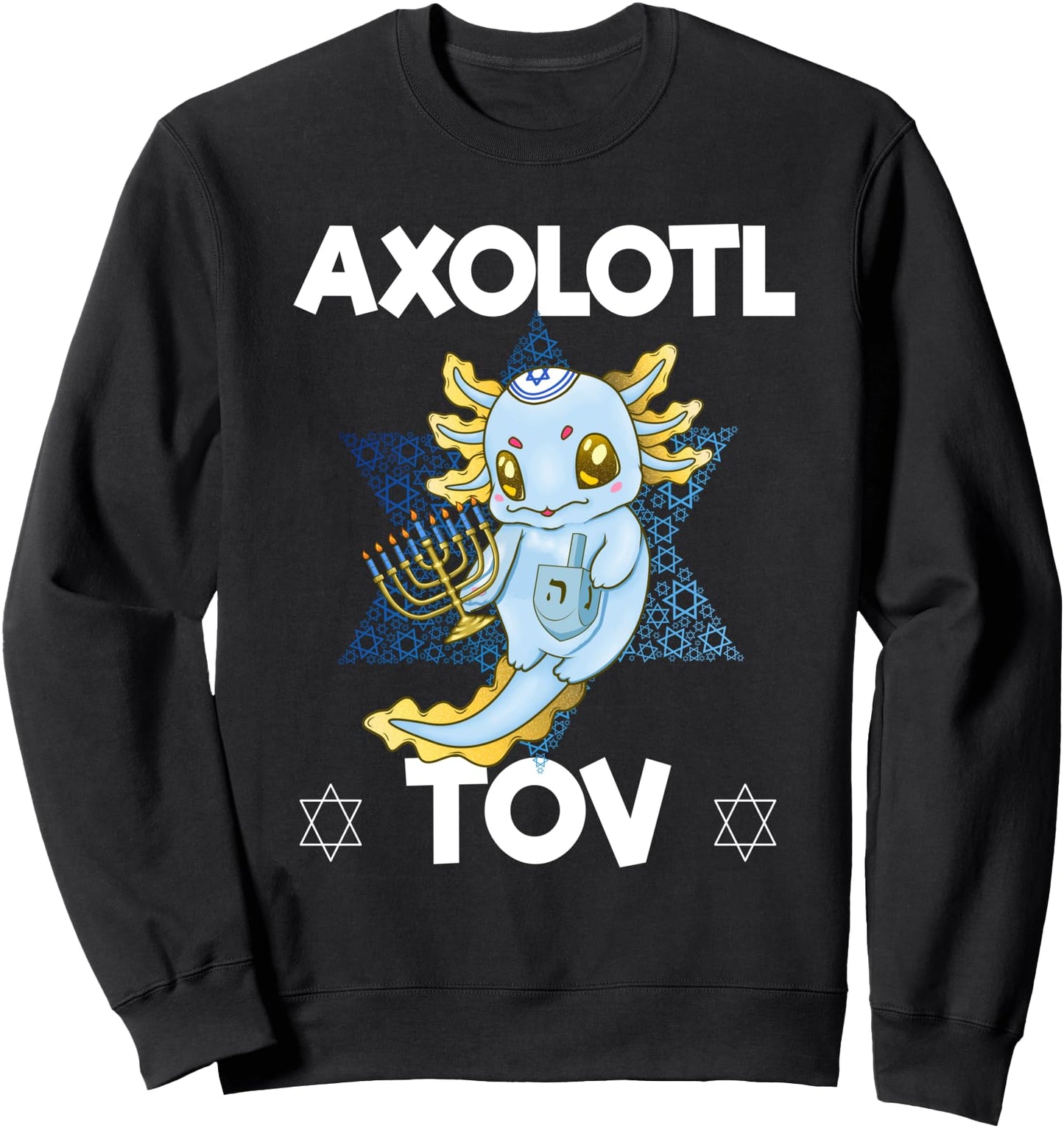 Mazel Tov Axolotl With Dreidel Menorah Hanukkah Axolotl Sweatshirt