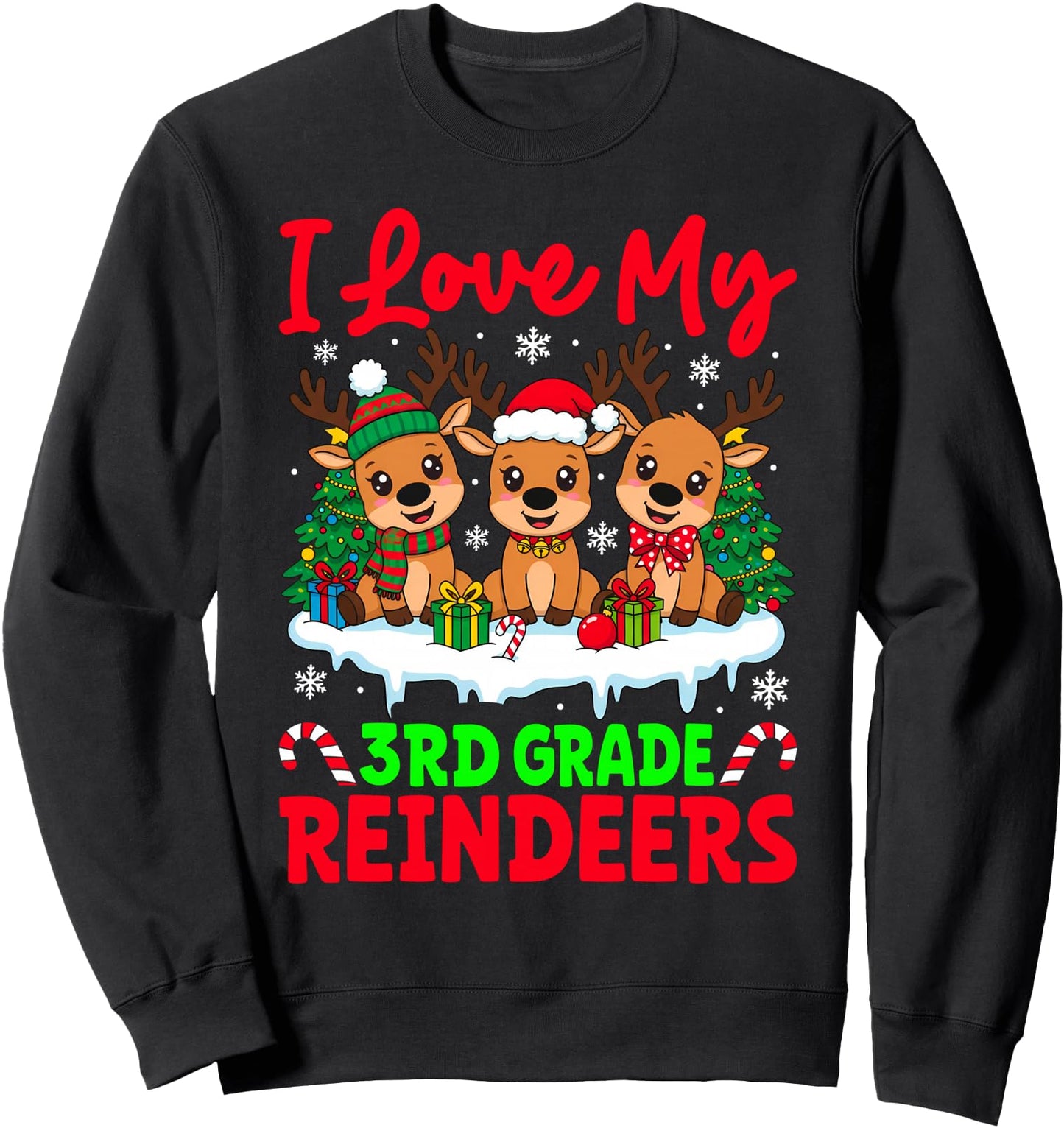 I Love My 3rd Grade Reindeers Three Reindeer Teacher Xmas Sweatshirt