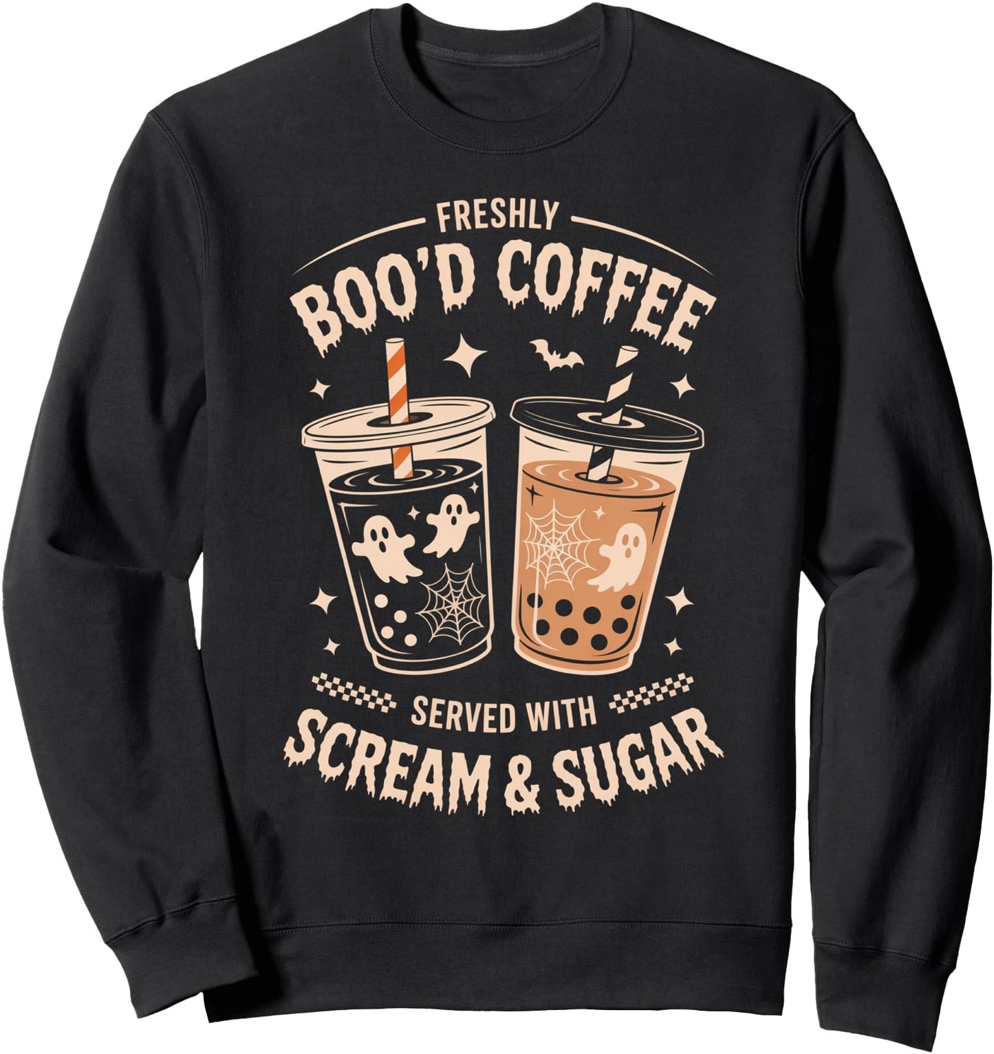 Retro Freshly Boo'd Coffee Lovers Boujee Ghost Halloween Sweatshirt