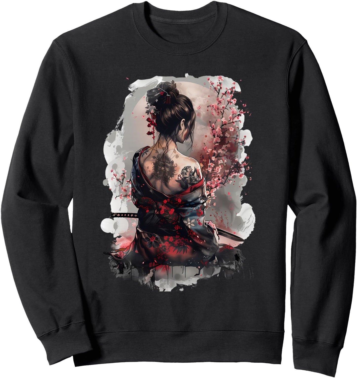 Japanese Samurai Girl Sakura Cherry Blossom Japanese Geisha Sweatshirt