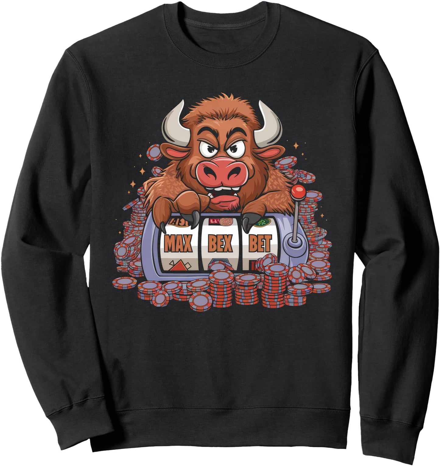 Lucky Buffalo Casino Slot Machine Gambling Gift Gambler Sweatshirt