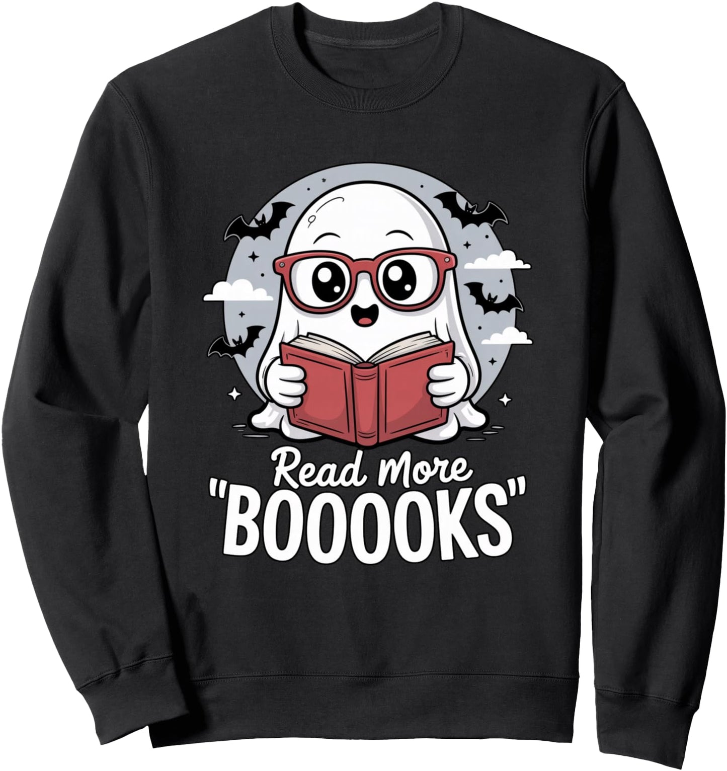 Cute Ghost Reading Pun Halloween Book Lover Design Sweatshirt