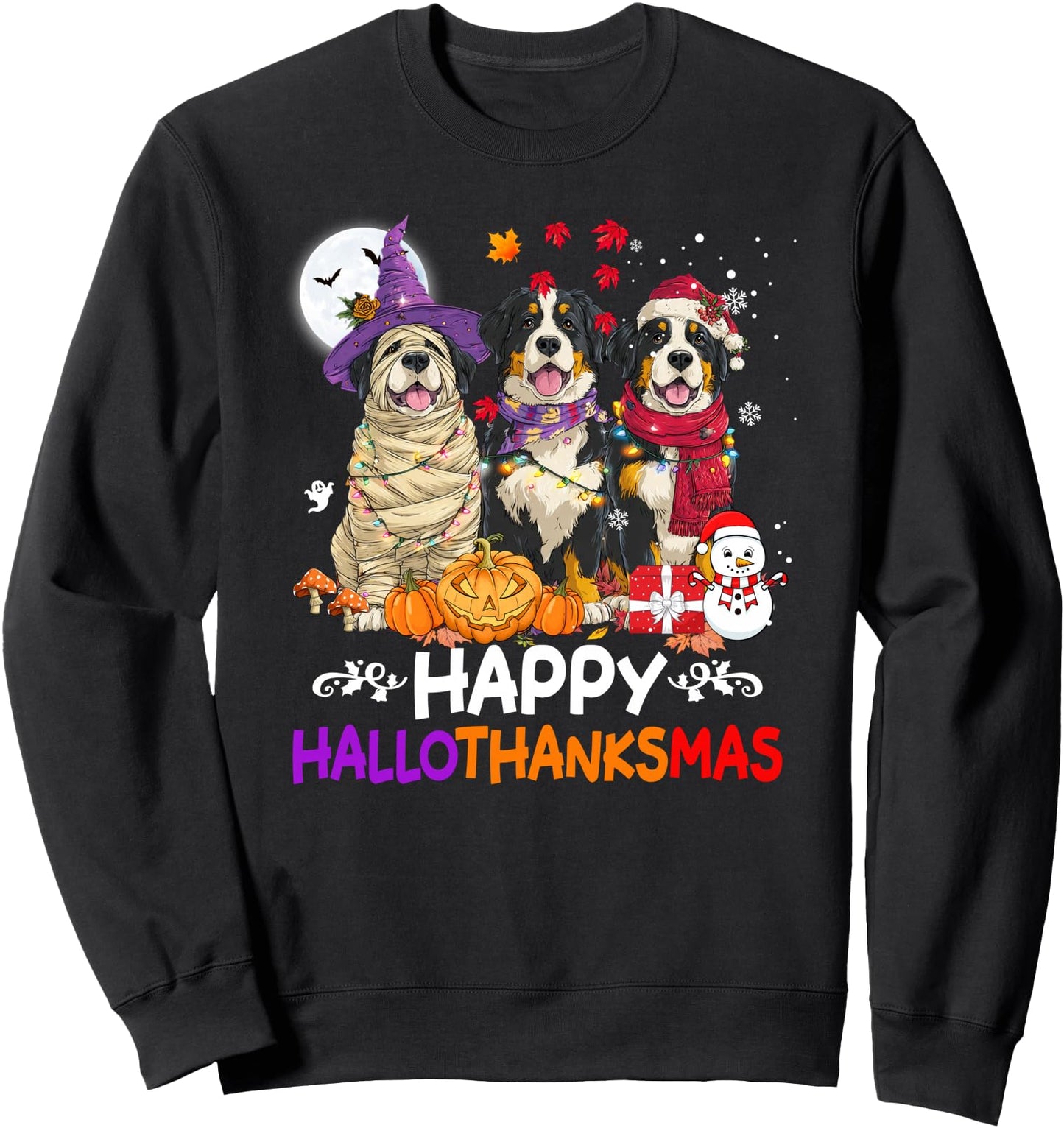 Bernese Mountain Dog Hallothanksmas Halloween Thanksgiving Sweatshirt