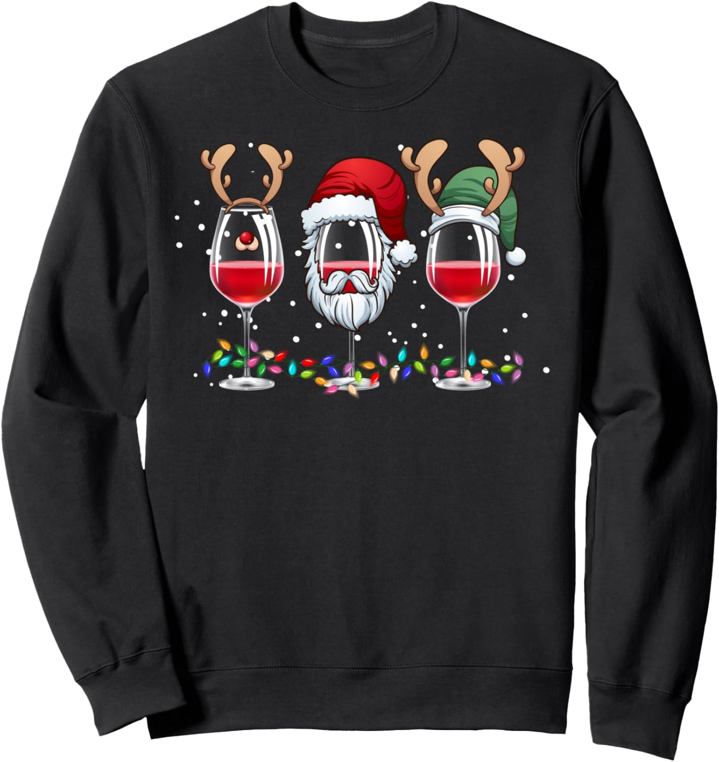 Christmas Wine Glasses Party Xmas Ugly Sweater Drink Wine Sweatshirt
