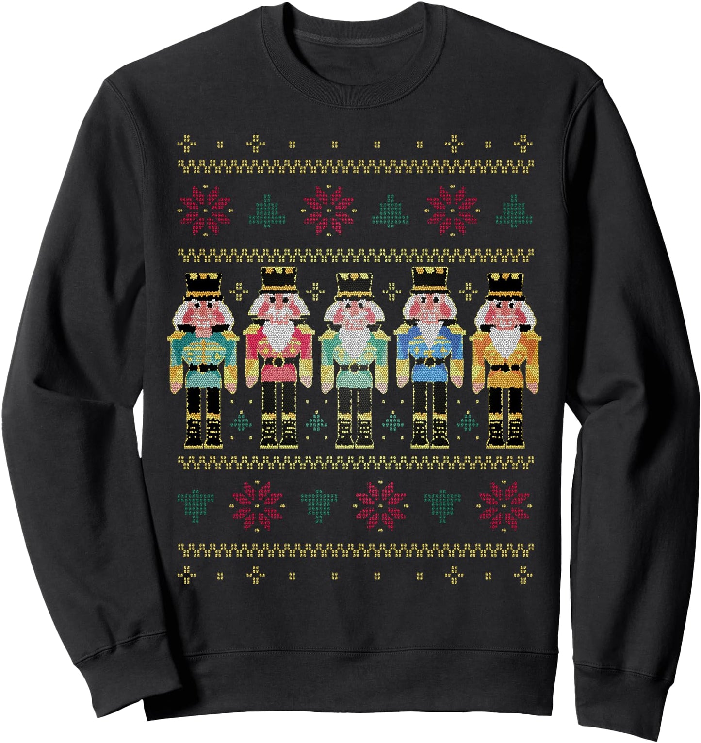Festive Happy Nutcracker Soldiers Ugly Christmas Sweater Sweatshirt