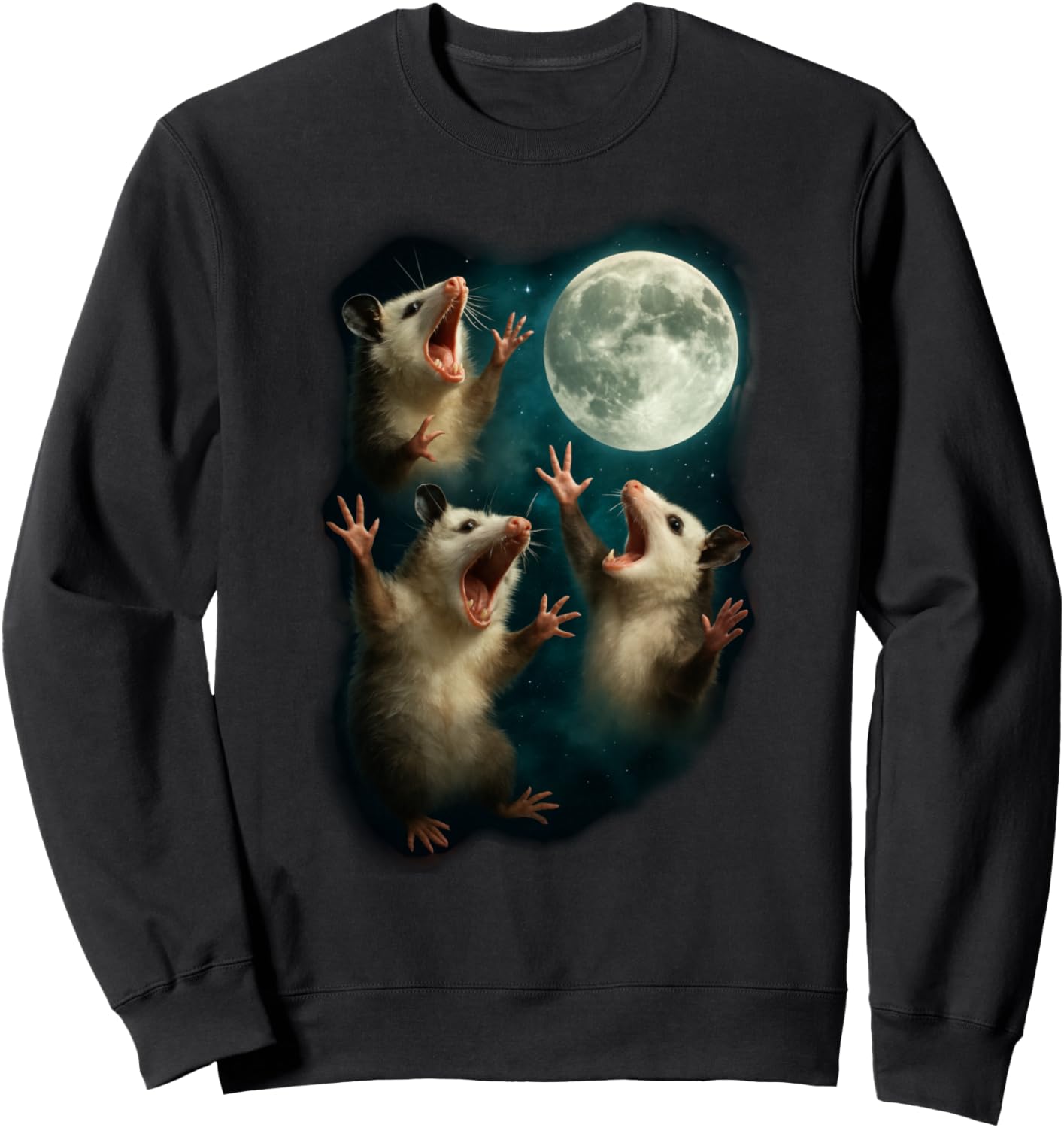 Classic Funny Three Possum Moon 3 Opossum Meme Weird Cursed Sweatshirt