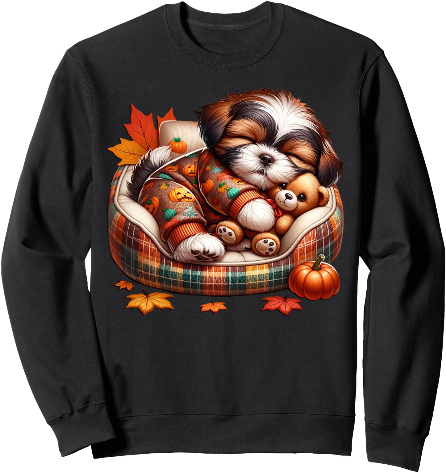 Shih Tzu Dog Mom Graphic For Fall Women Cute Autumn Sleep Sweatshirt