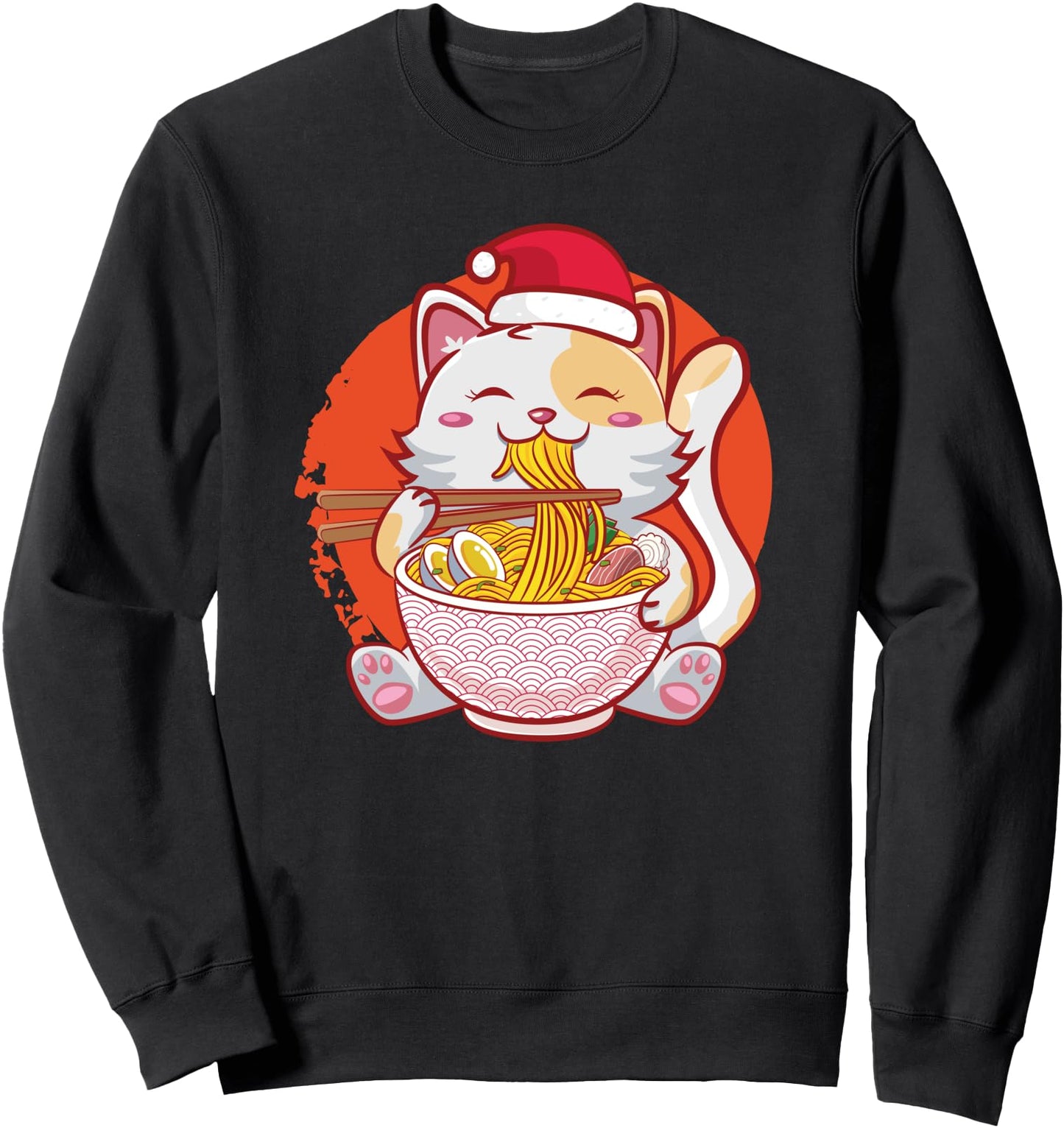 Kawaii Cat Christmas Cute Anime Otaku Japanese Ramen Noodles Sweatshirt