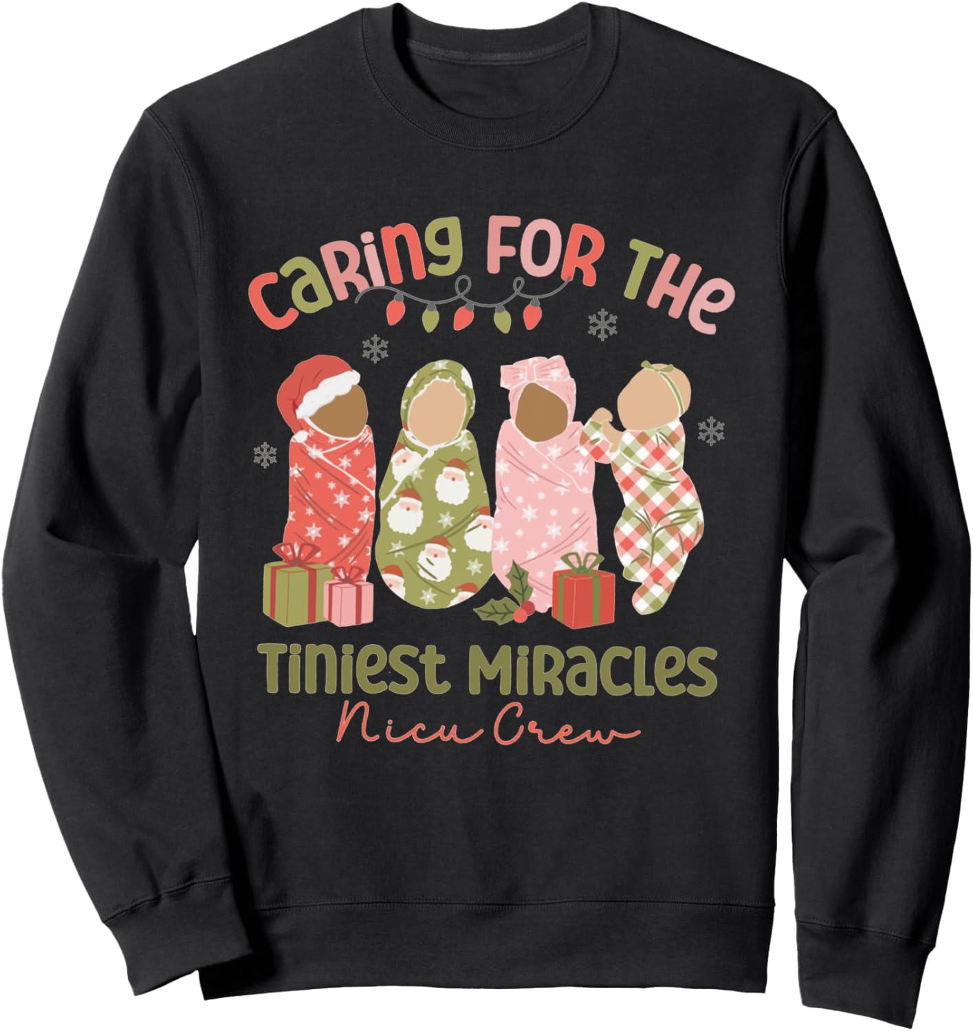 Caring For The Tiniest Miracles NICU Crew Christmas Nurse Sweatshirt