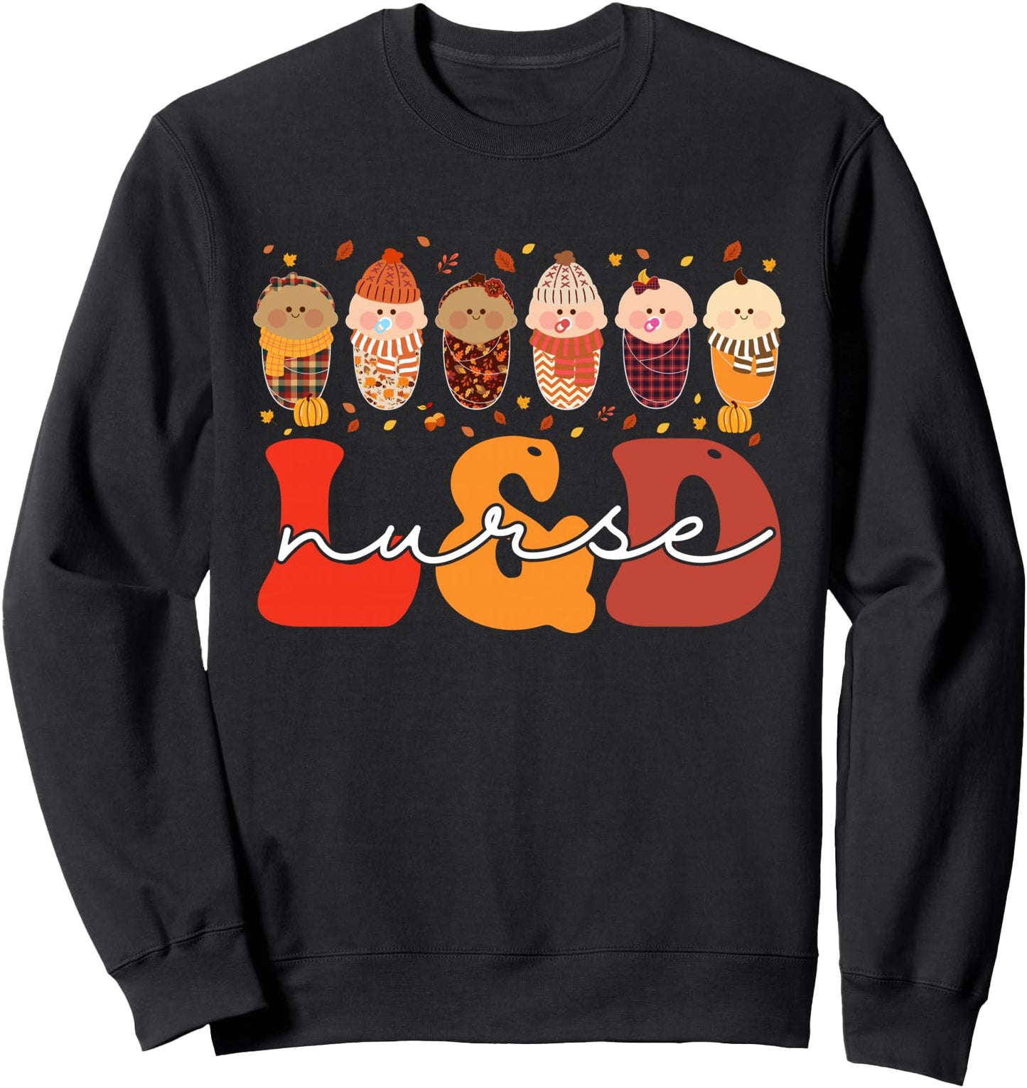 Groovy Retro L&D Nurse Fall Labor And Delivery Thanksgiving Sweatshirt