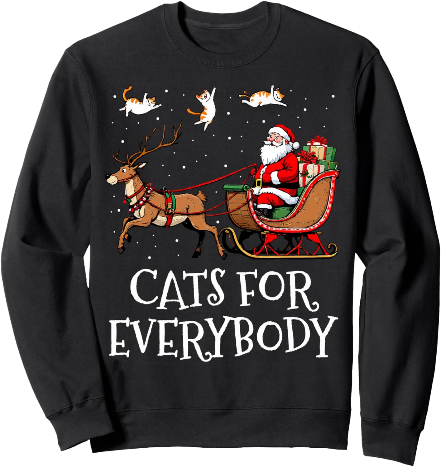 Cats For Everybody Christmas Cat Funny Xmas Women Santa Sweatshirt