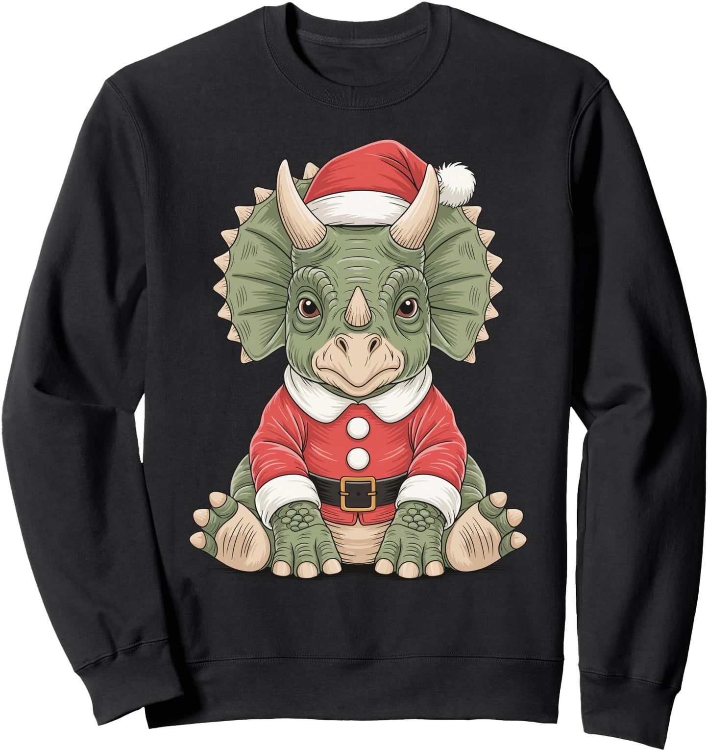 Cute Christmas Triceratops Santa Dinosaur Sweatshirt