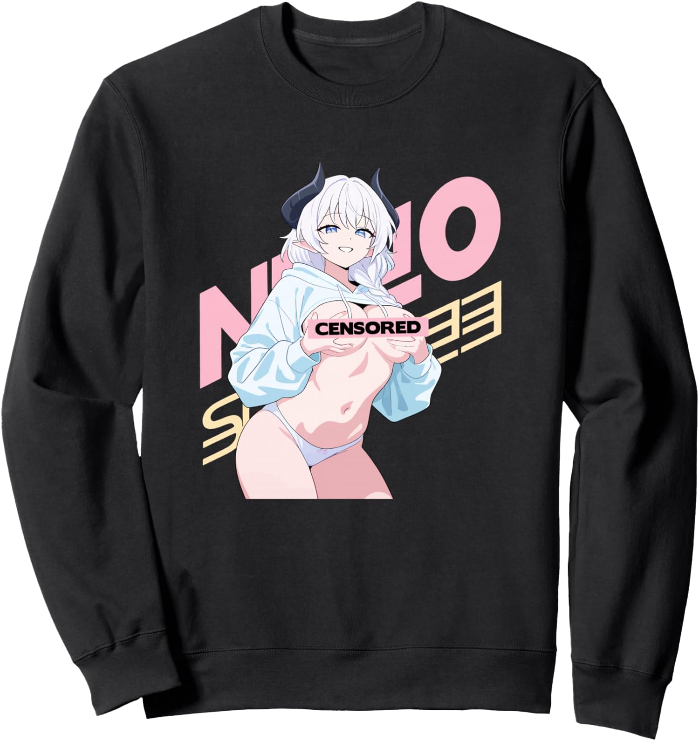 Waifu Sexy Anime Girl Horns Japanese Retro Art Sweatshirt