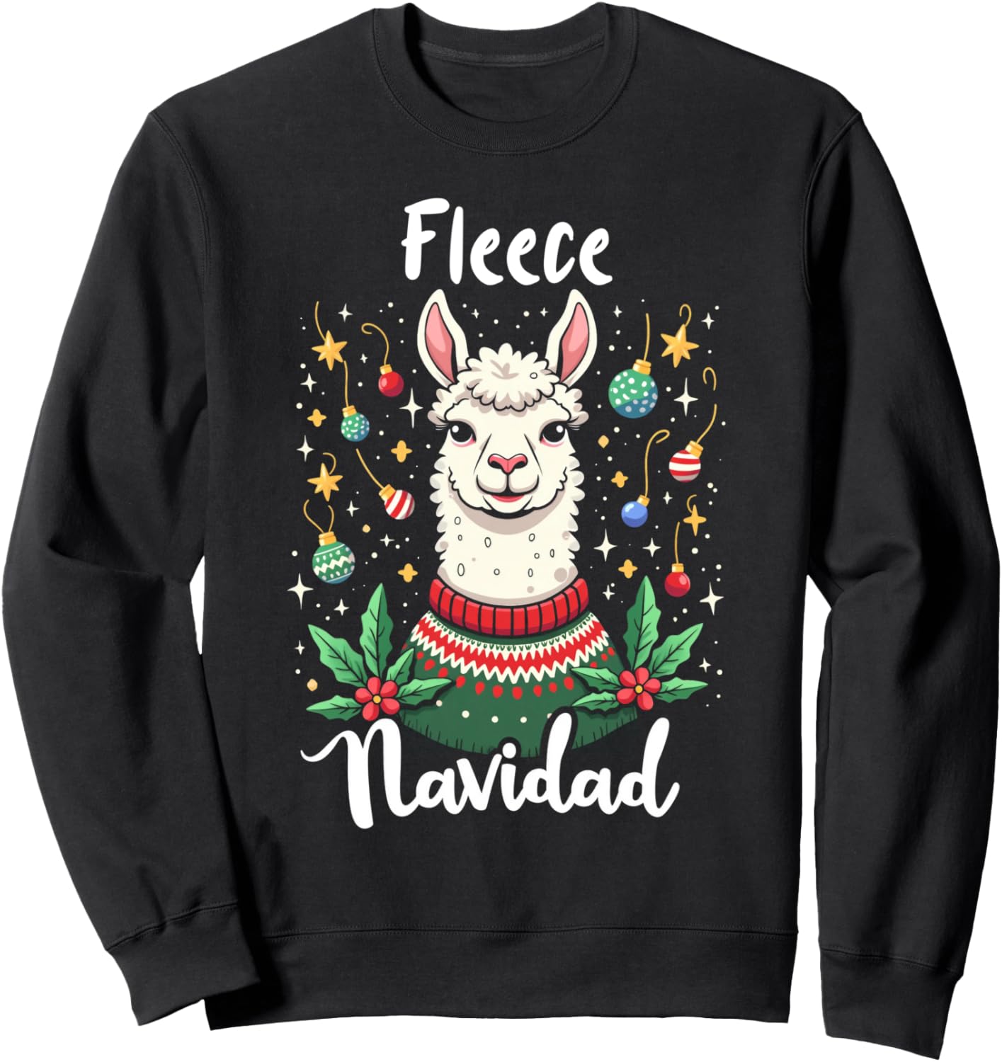 Fleece Navidad Christmas Cute Llama Sweatshirt