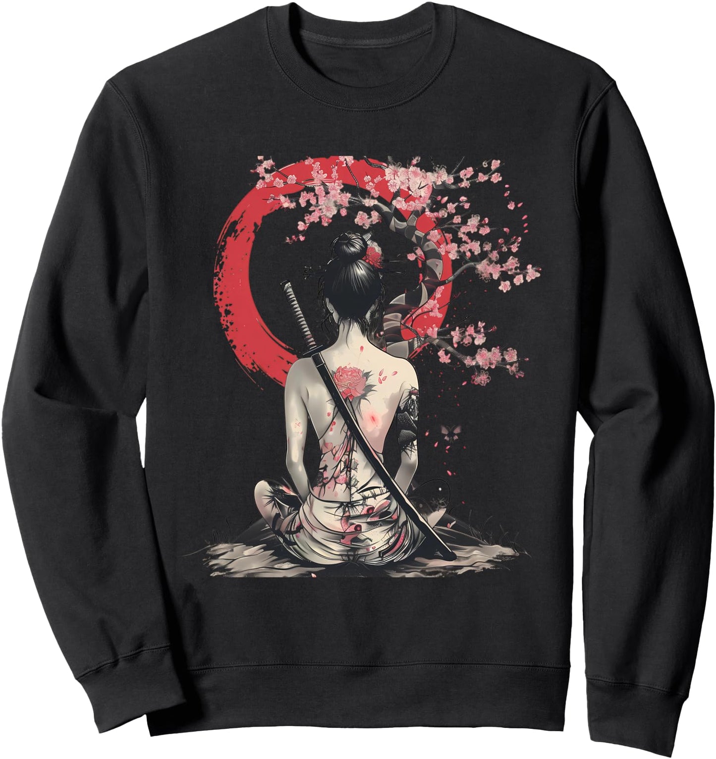 Japanese Samurai Girl Sakura Cherry Blossom Japanese Geisha Sweatshirt