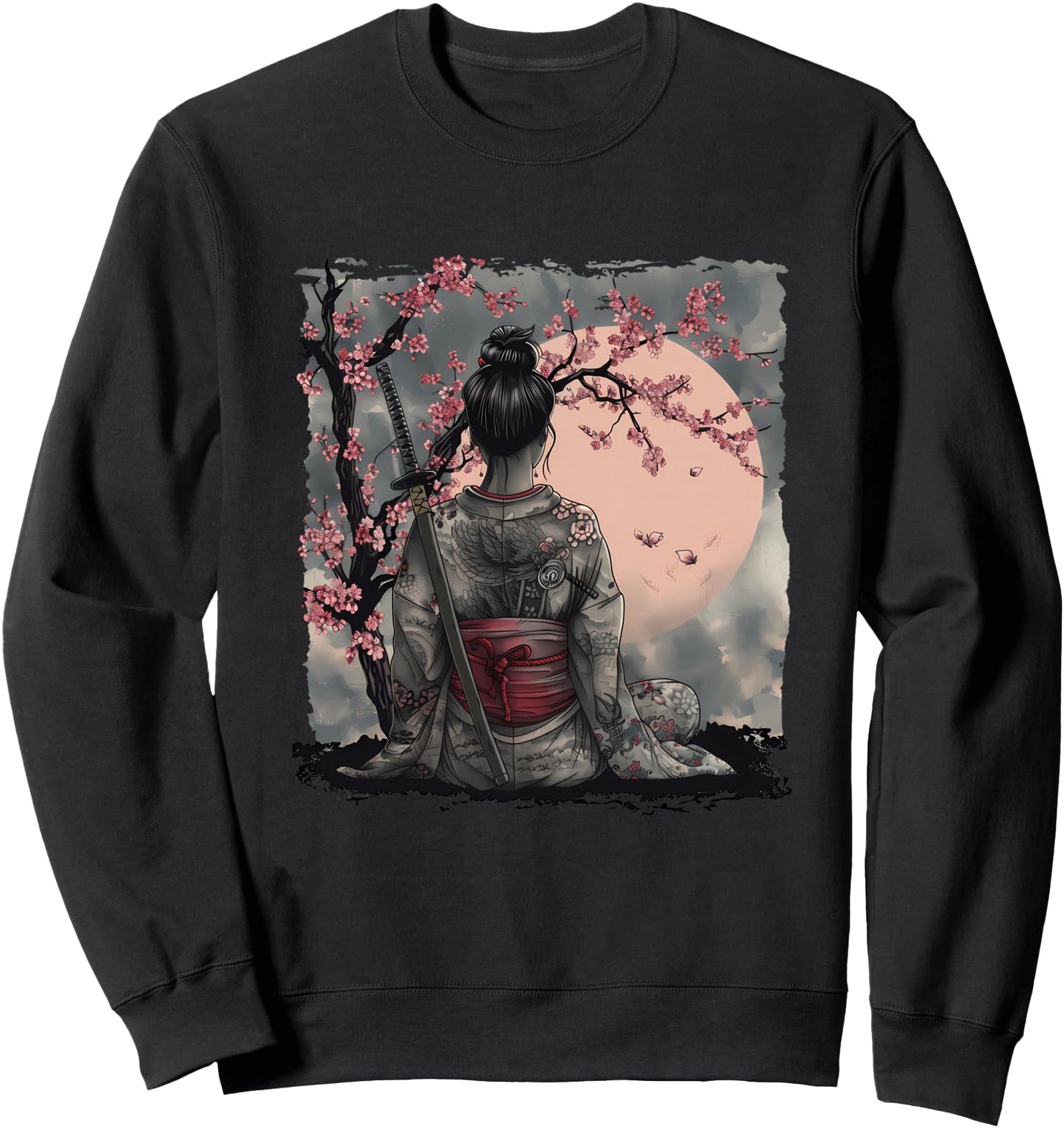 Japanese Geisha Japanese Samurai Girl Sakura Cherry Blossom Sweatshirt