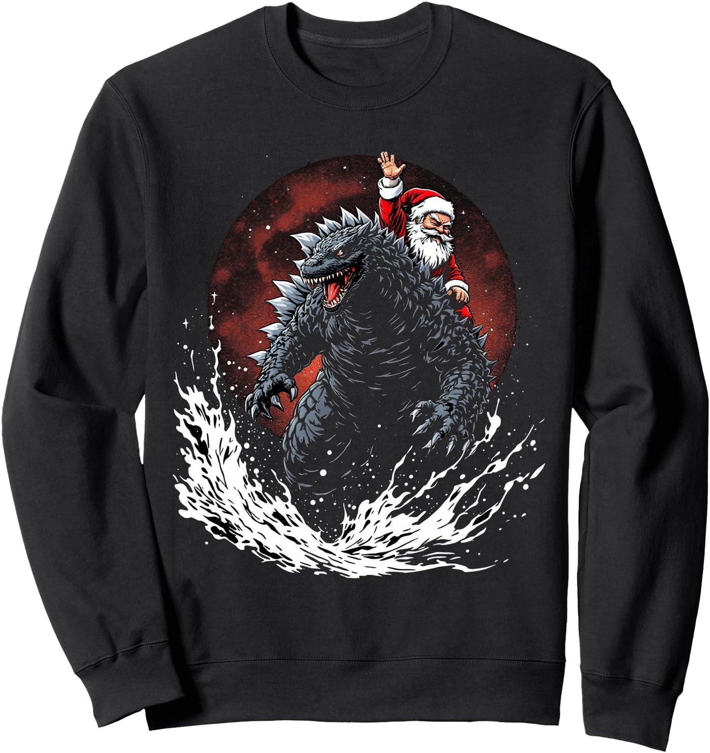 Santa Riding The Japanese Monster Kaiju for Christmas Sweatshirt
