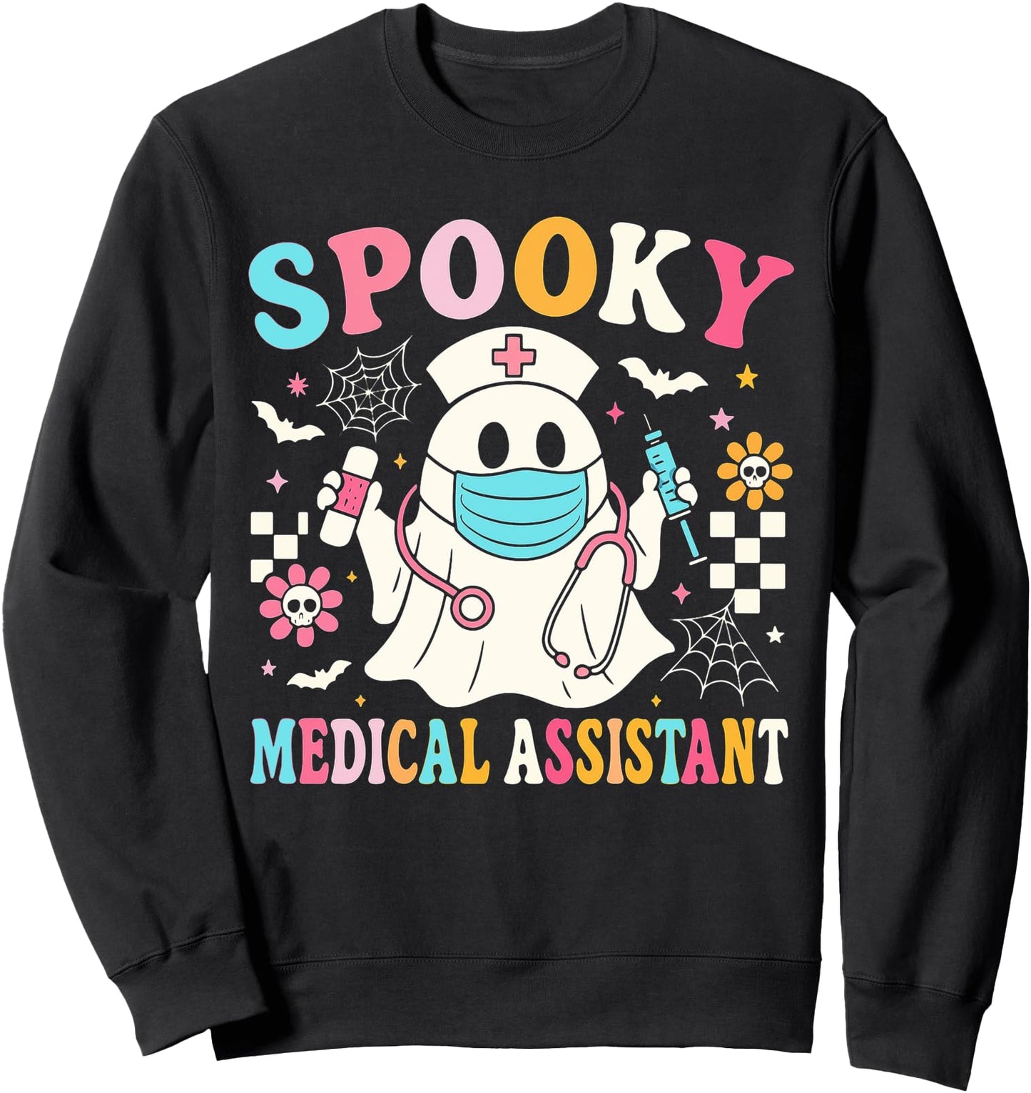 Spooky Medical Assistant Groovy Cute Halloween Design Sweatshirt