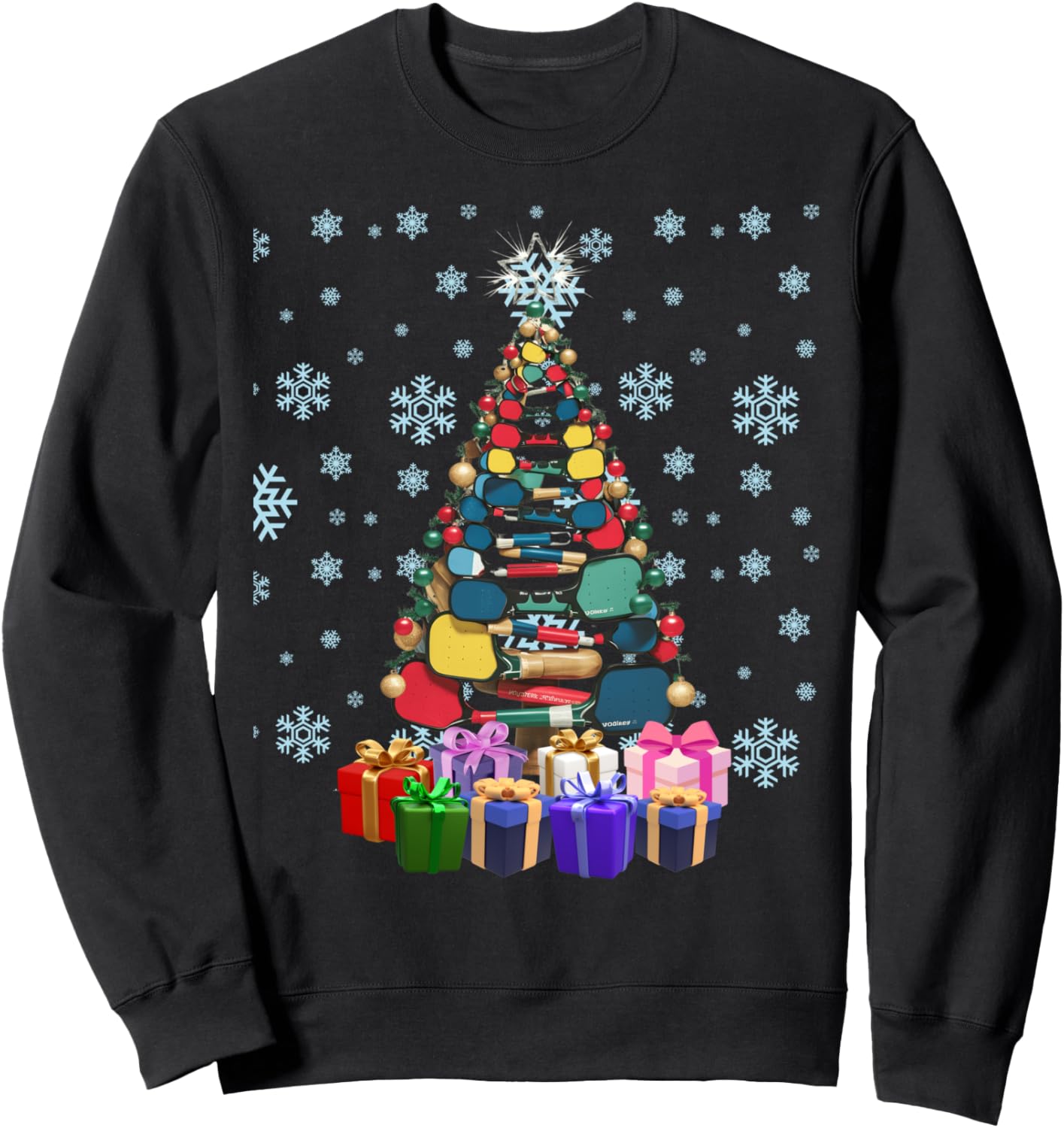Pickleball Christmas Tree Funny Xmas Matching Pajama Family Sweatshirt