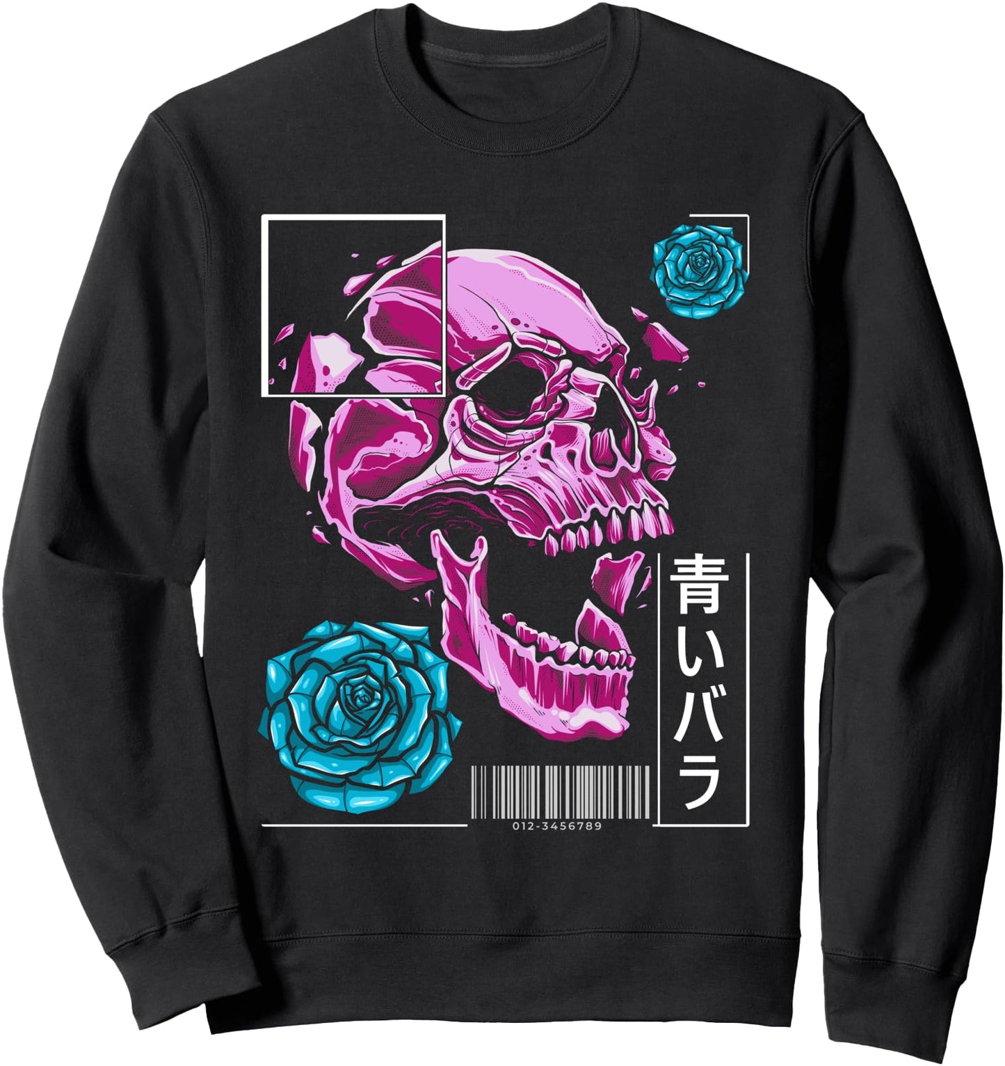 Retro Skull And Roses Japan Japanese Urban Style Sweatshirt