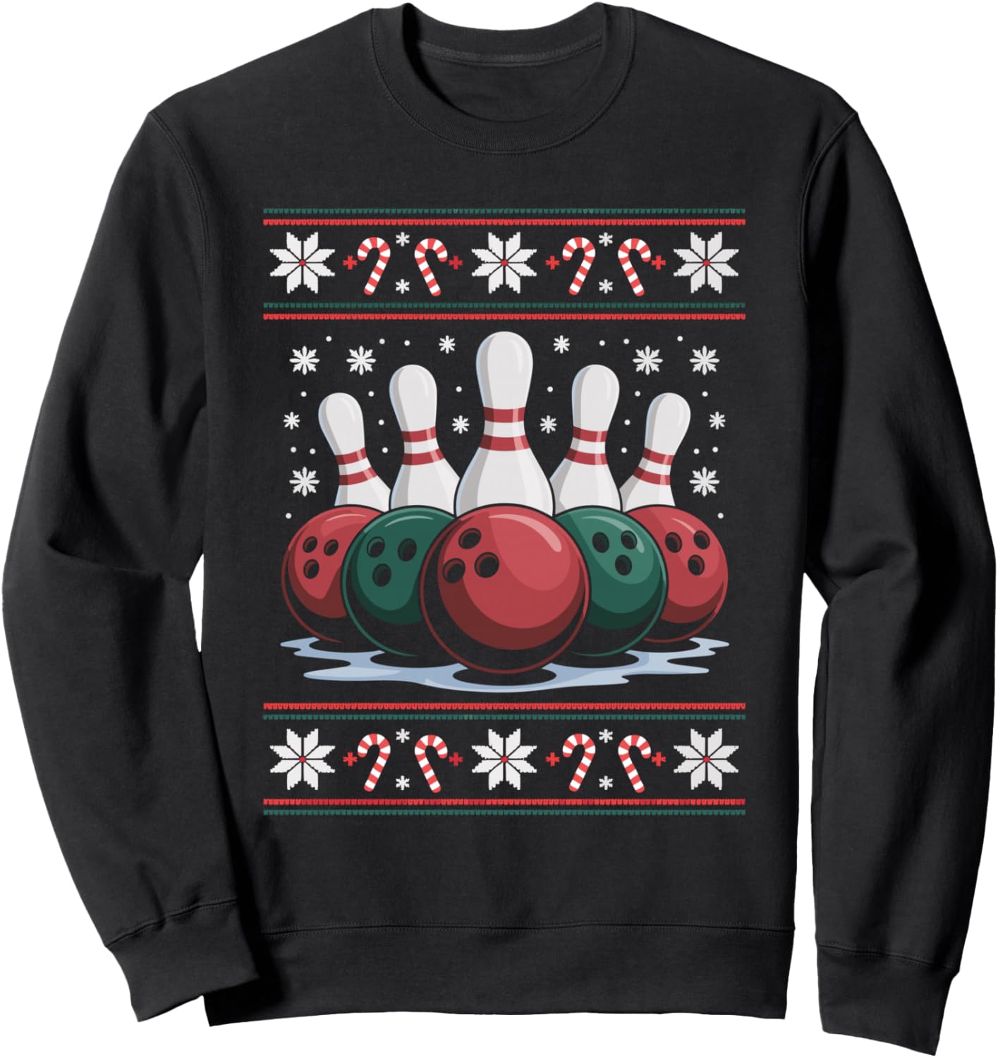 Bowling Ugly Christmas Sweater Ball Bowler Sport Xmas Sweatshirt