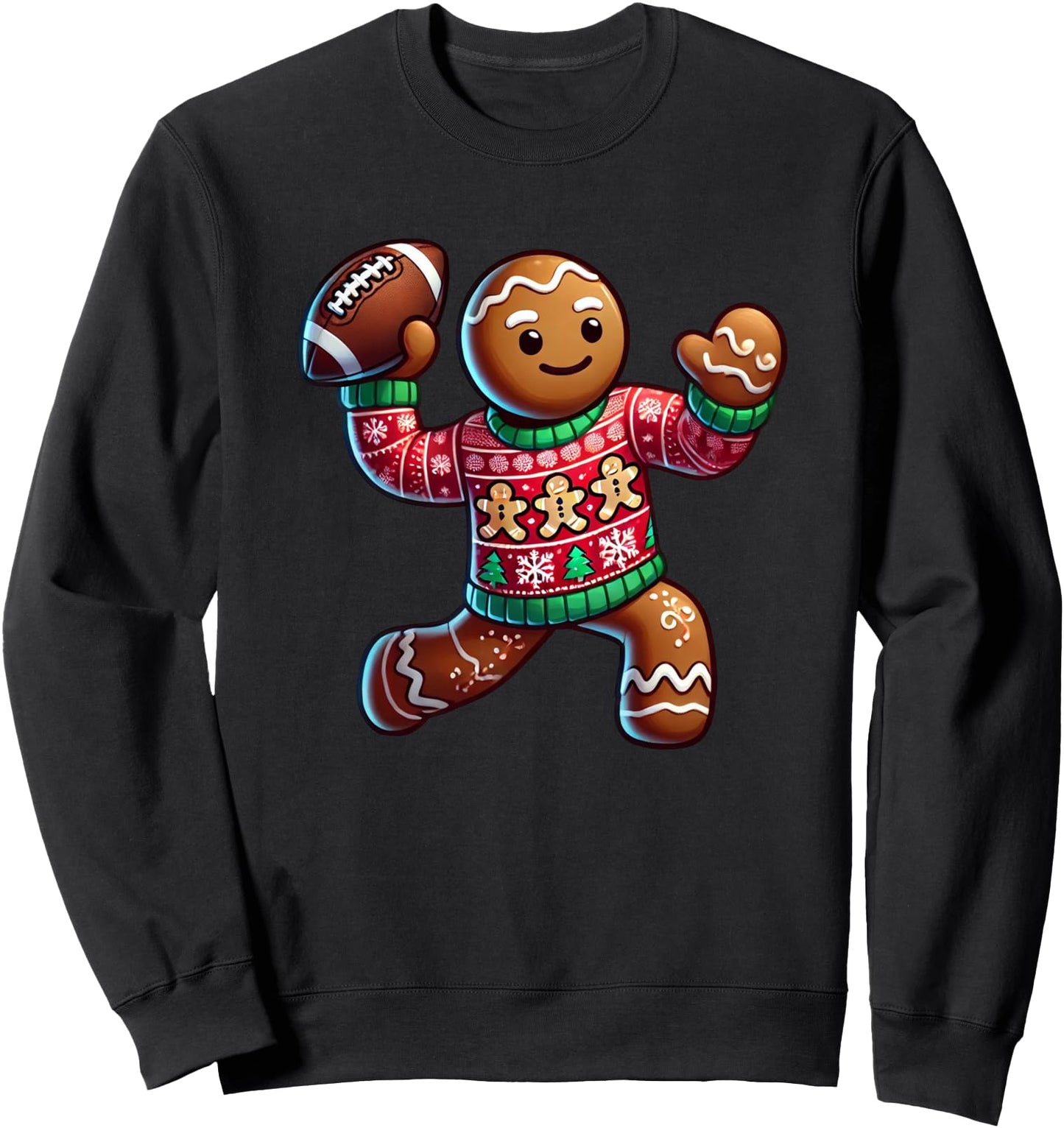 Football Christmas Gingerbread Man Football Ugly Christmas Sweatshirt
