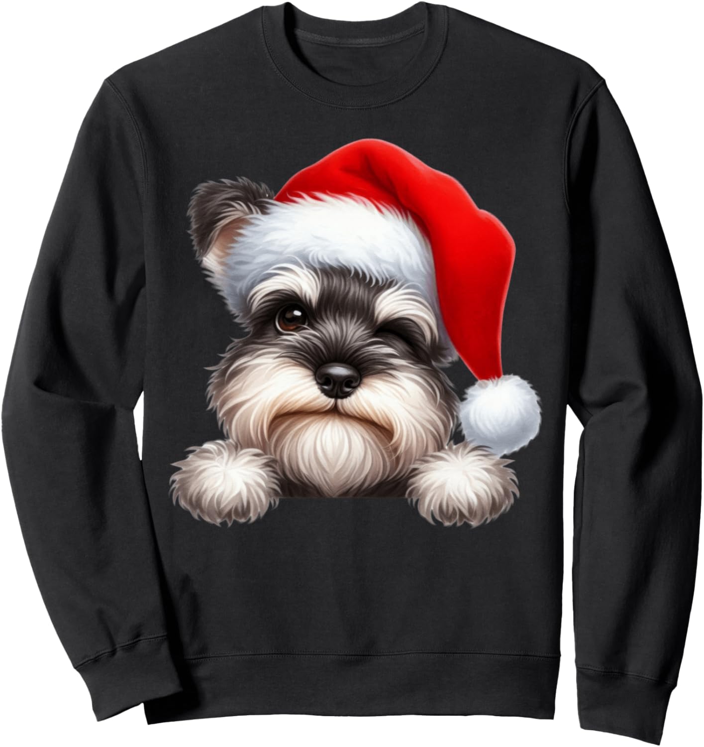 Miniature Schnauzer Dog Christmas Santa Hat Dog Mom Dad Sweatshirt
