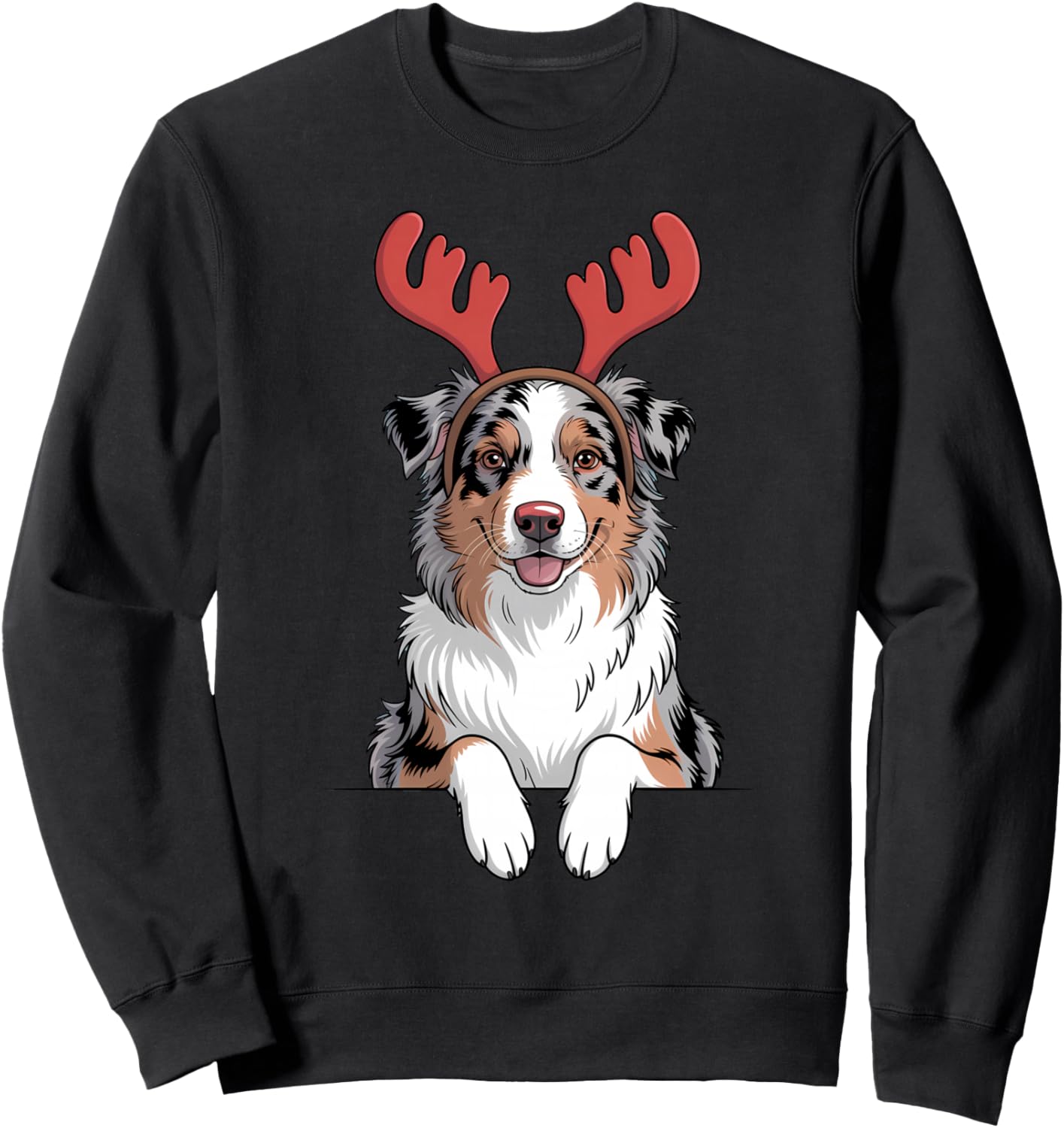 Cute Australian Shepherd Rudolph Reindeer Christmas Dog Sweatshirt