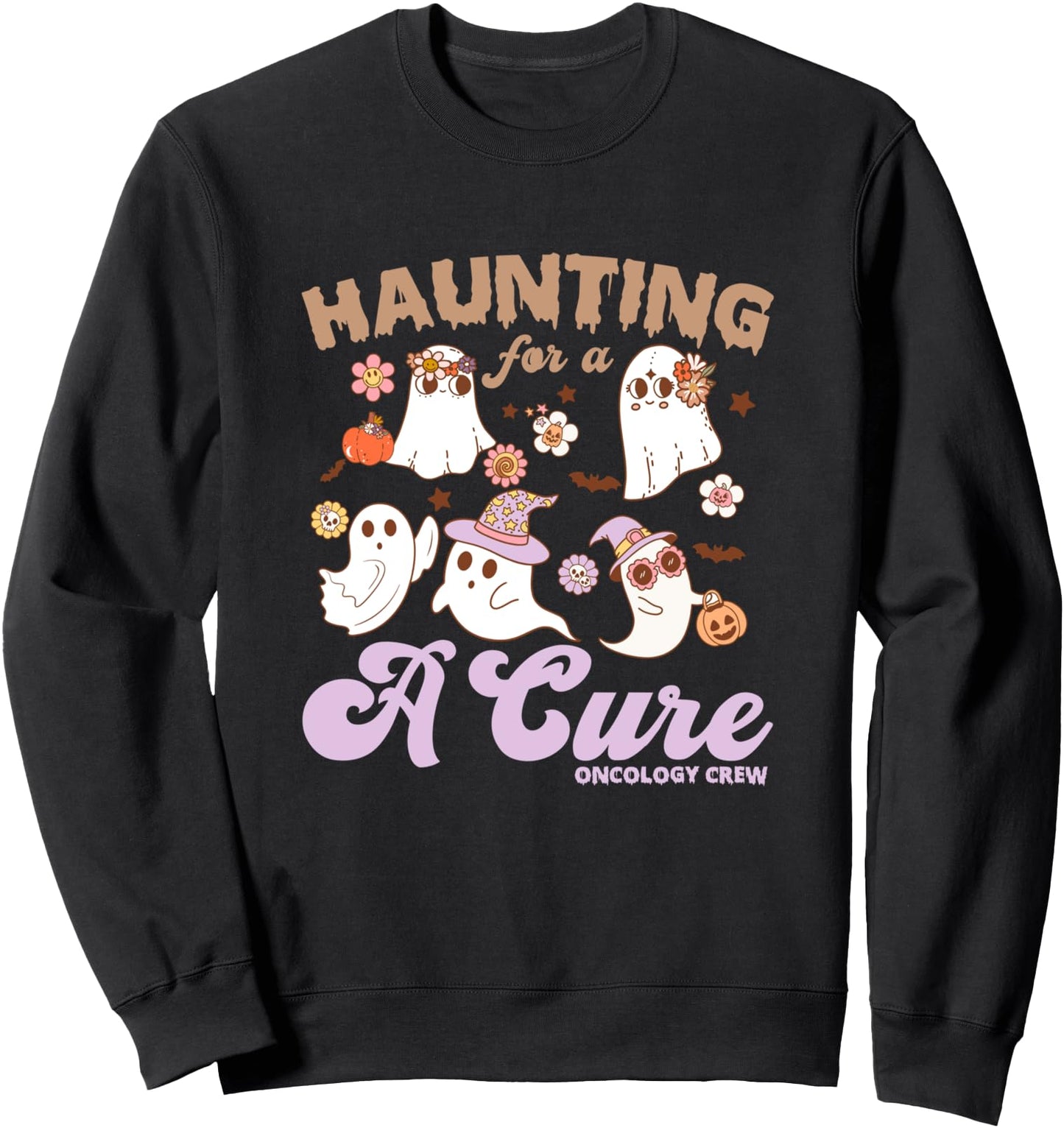 Oncology Nurse Halloween, Haunting For A Cure Oncology Crew Sweatshirt