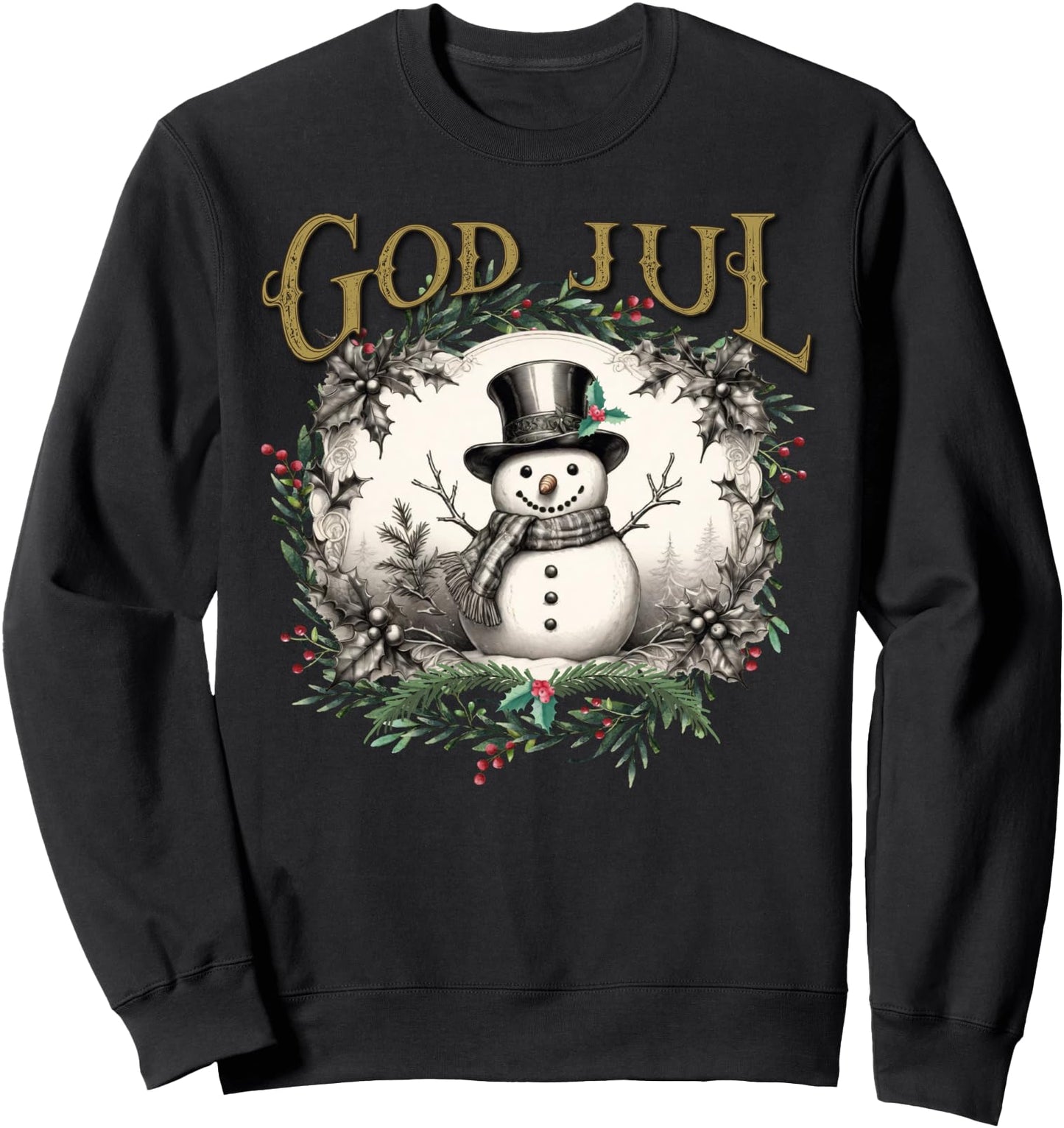 Sweden Norway Merry Christmas God Jul Holiday Snowman Sweatshirt