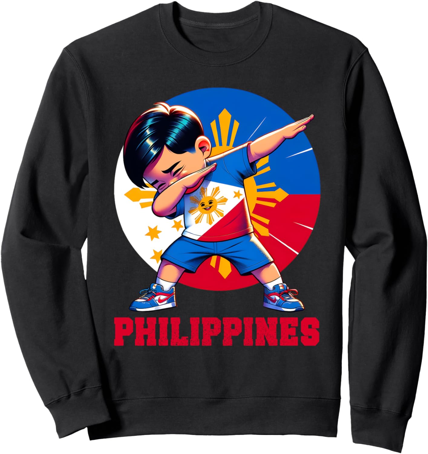 Dabbing Boy Filipino Philippine Flag Kids Dab Dance Jersey Sweatshirt