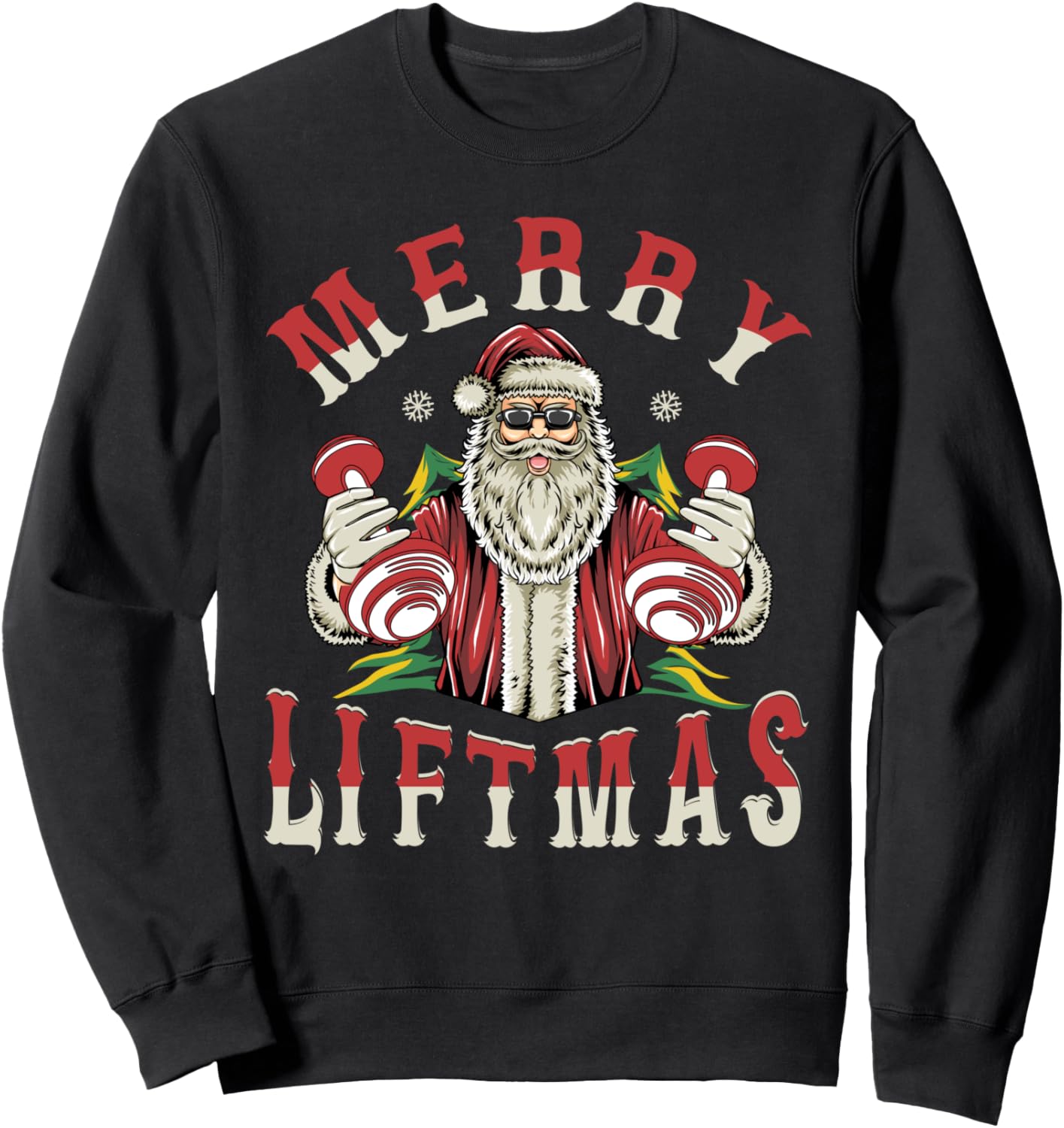 Merry Liftmas Santa Gym Workout Funny Christmas Fitness Sweatshirt
