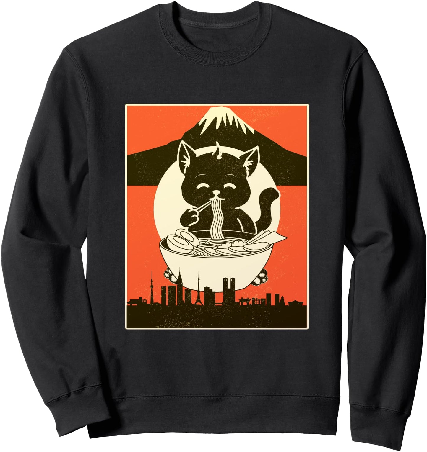 Vintage Ramen Cat Japanese Kawaii Anime Sweatshirt