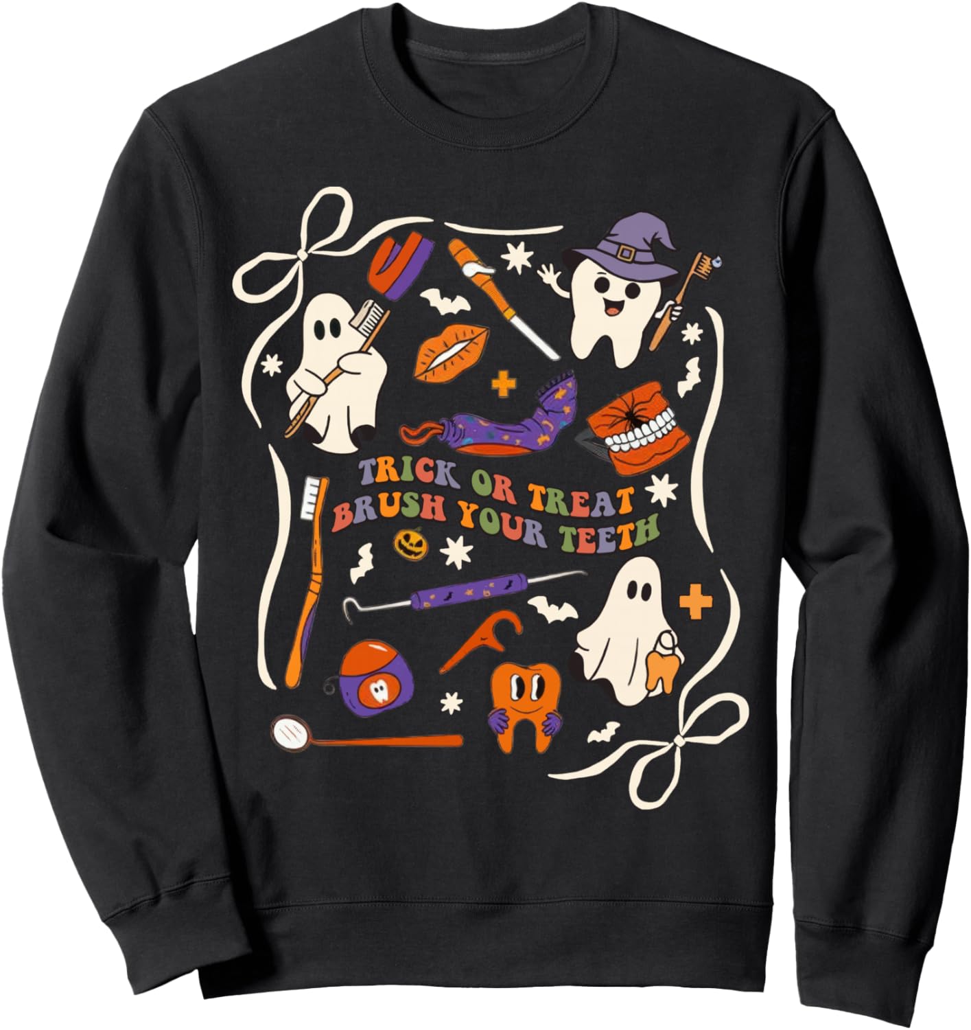 Trick Or Treat Brush Your Teeth Dentist Dental Halloween Sweatshirt