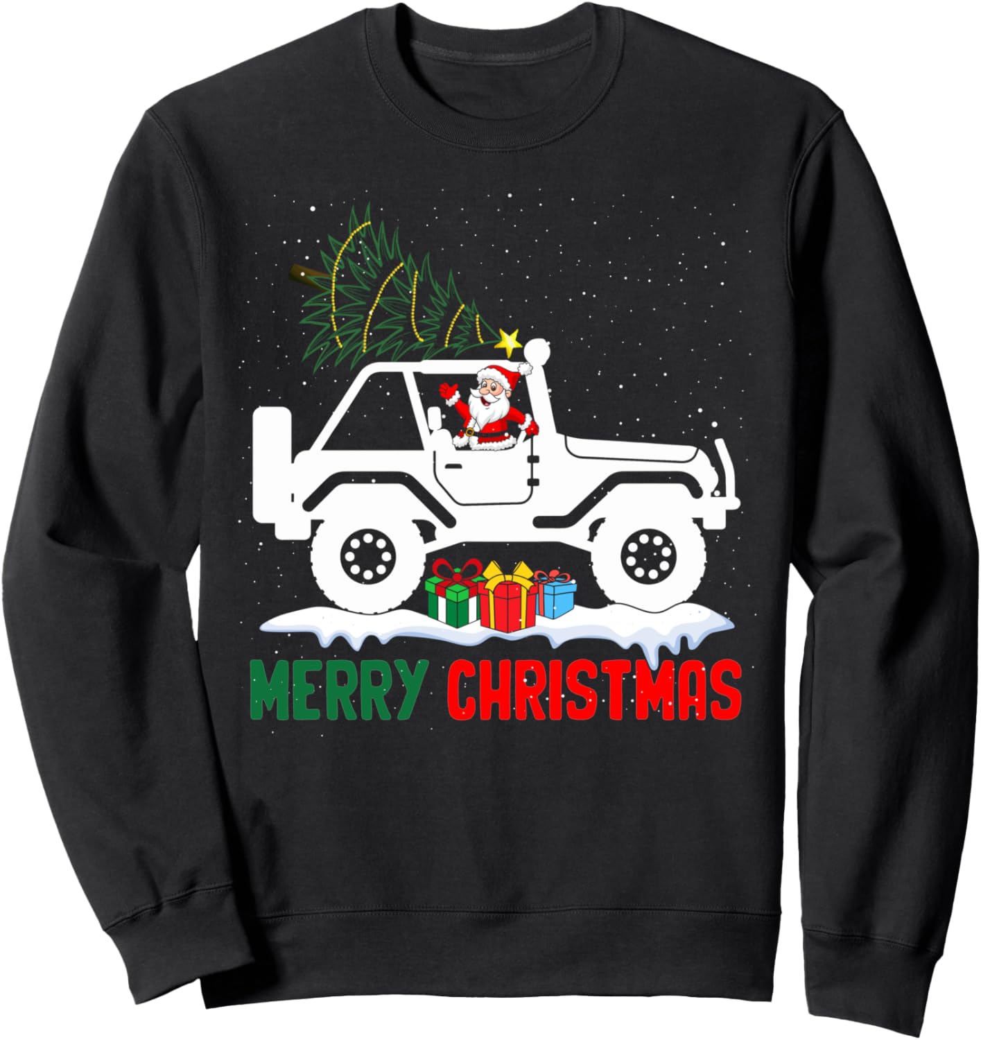 Santa In A SUV Christmas Tree - Off-road Outdoor Trail Ugly Sweatshirt