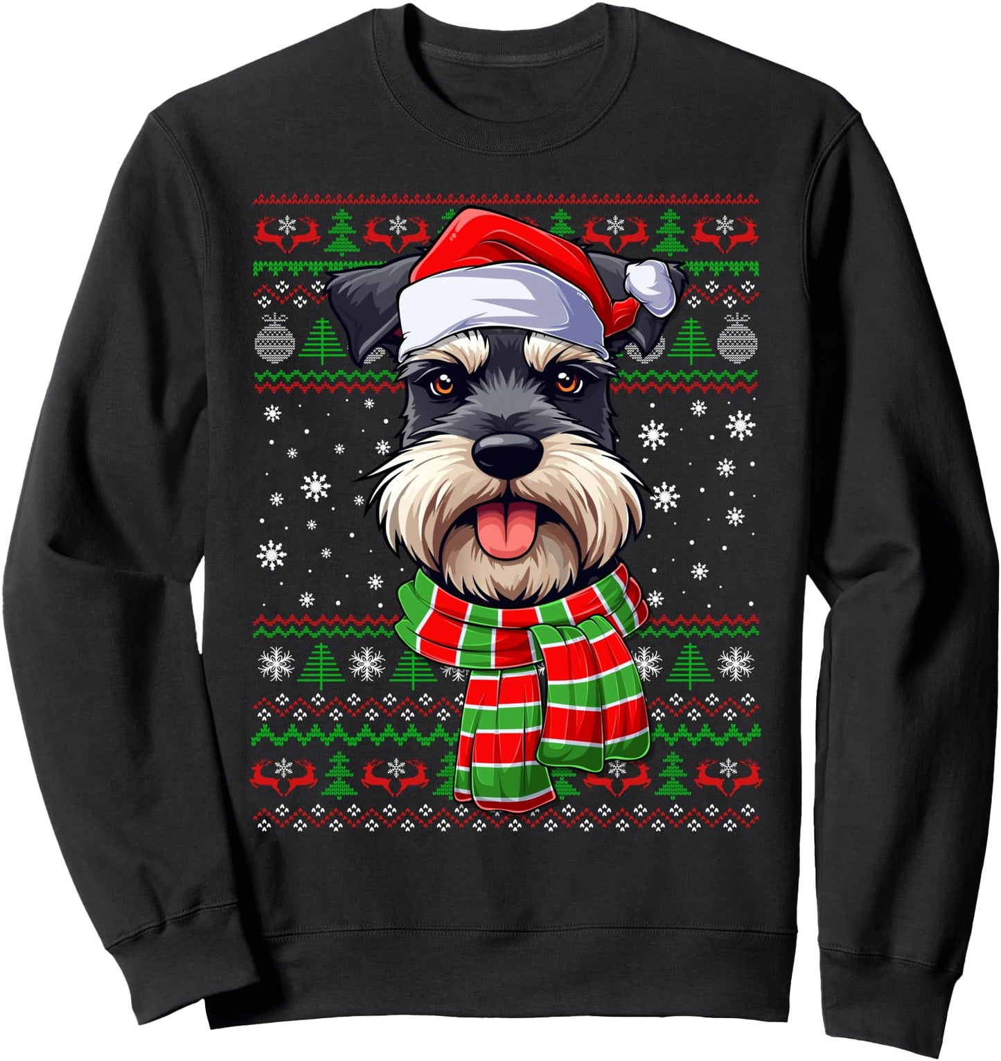 Schnauzer Dog Christmas Ugly Sweater Santa Hat Dog Xmas Sweatshirt